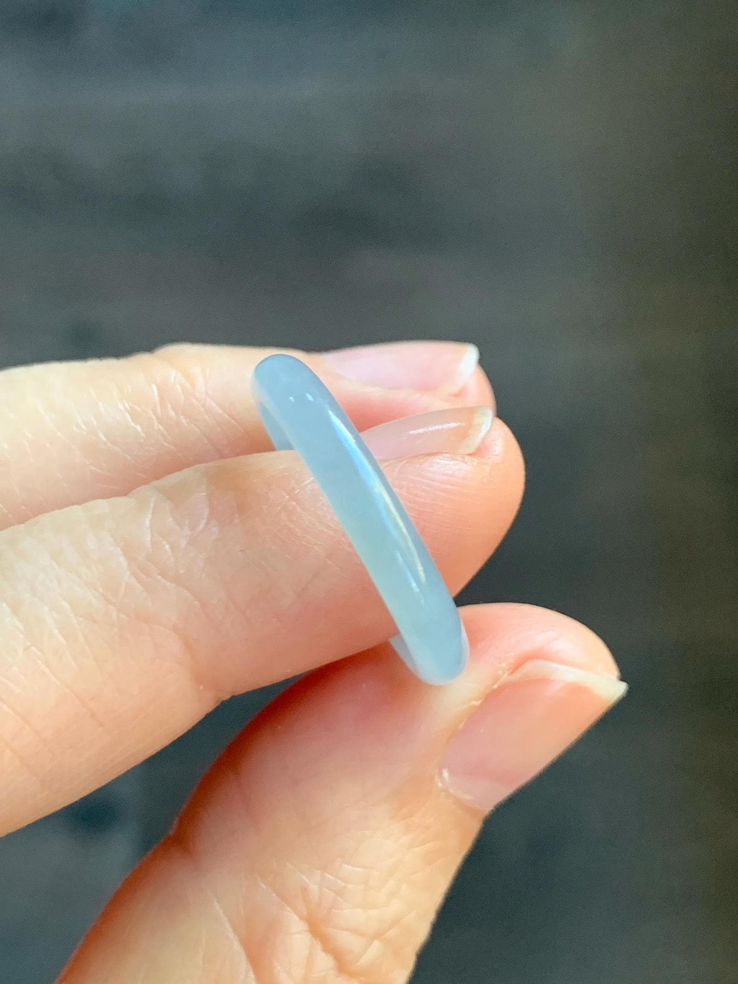 Natural Grade A Guatemalan Icy Highly Translucent Pastel Blue Jade Jadeite Band Ring Size 7.75 US 天然冰危起光浅蓝翡翠戒圈 QWZ150C
