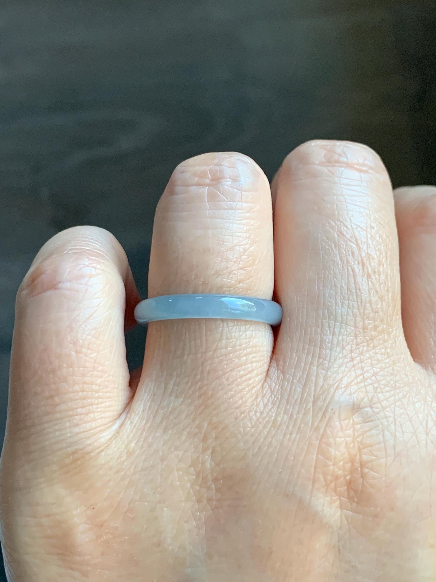 Natural Grade A Guatemalan Icy Highly Translucent Pastel Blue Jade Jadeite Band Ring Size 7.75 US 天然冰危起光浅蓝翡翠戒圈 QWZ150C