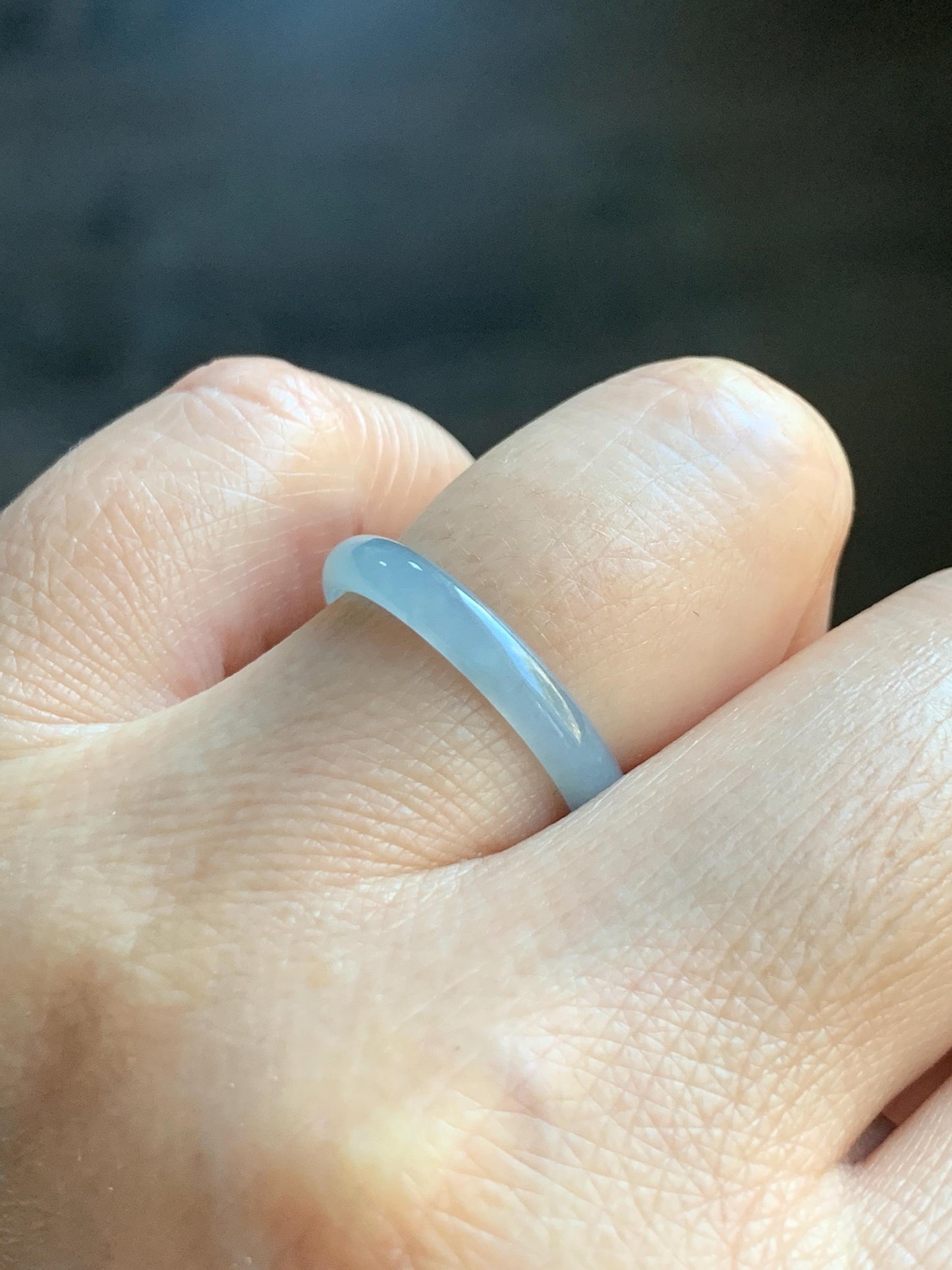 Natural Grade A Guatemalan Icy Highly Translucent Pastel Blue Jade Jadeite Band Ring Size 7.75 US 天然冰危起光浅蓝翡翠戒圈 QWZ150C
