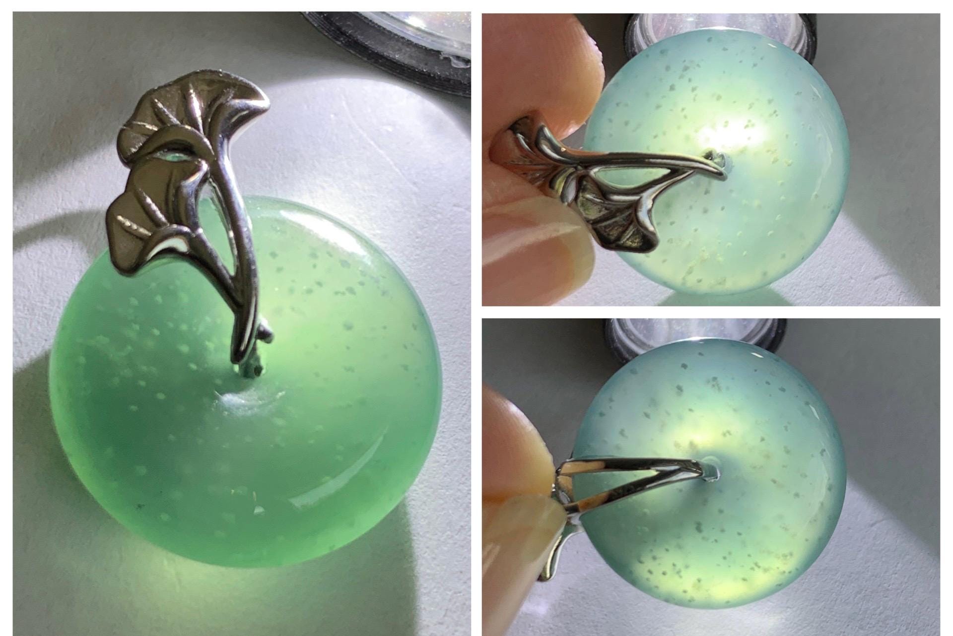 Certified Natural Grade A Guatemalan Icy Translucent Dark Teal Jadeite Ping An Kou Donut Ginkgo Pendant Sterling Silver 天然冰危蓝绿翡翠平安扣吊坠 3766