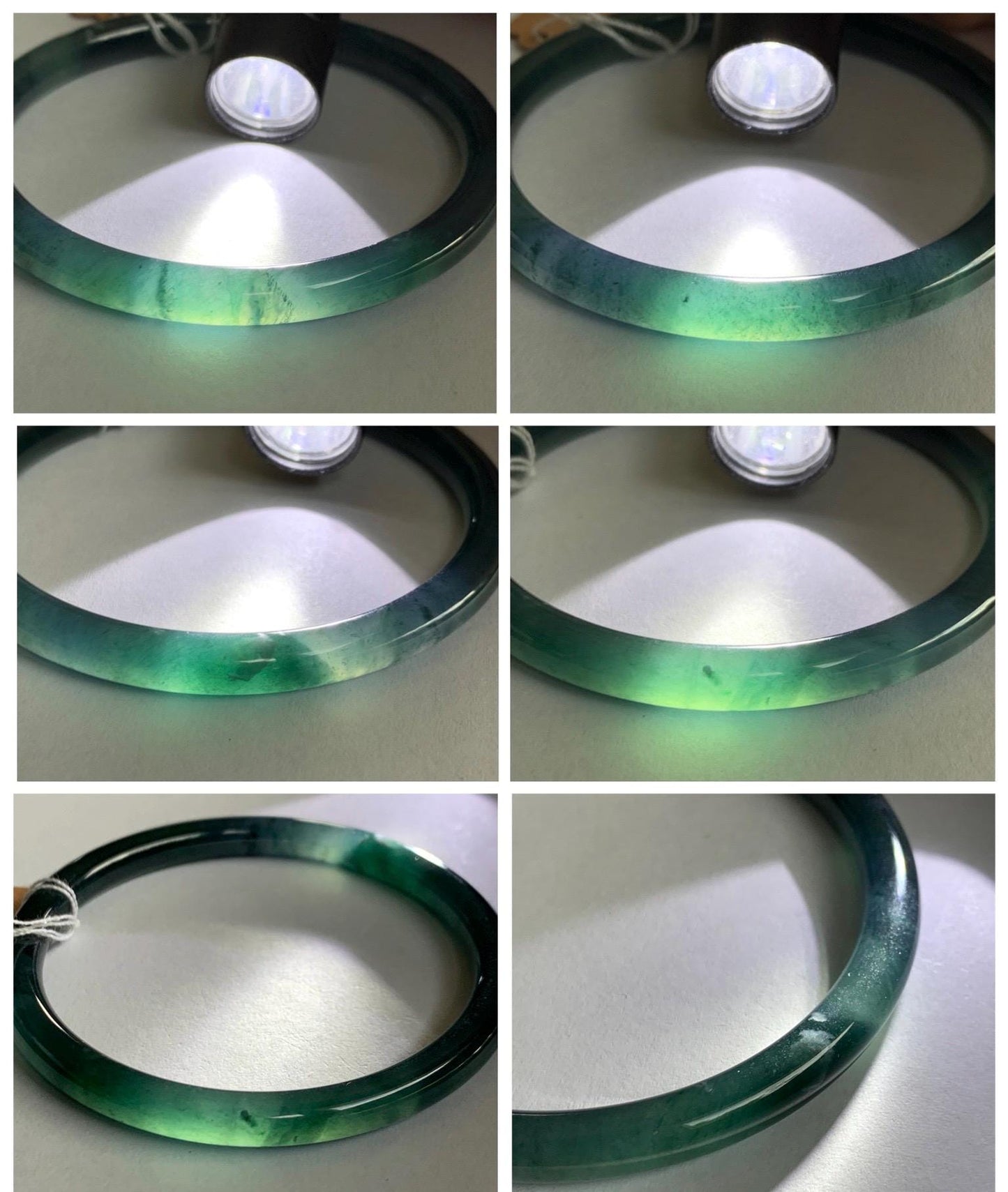 Certified Natural Grade A Guatemalan Icy Translucent Dark Teal Blue Marbled Jade Jadeite Bangle Bracelet 56.28mm 6.95” 天然冰胶危蓝飘花翡翠细圆条手镯 070