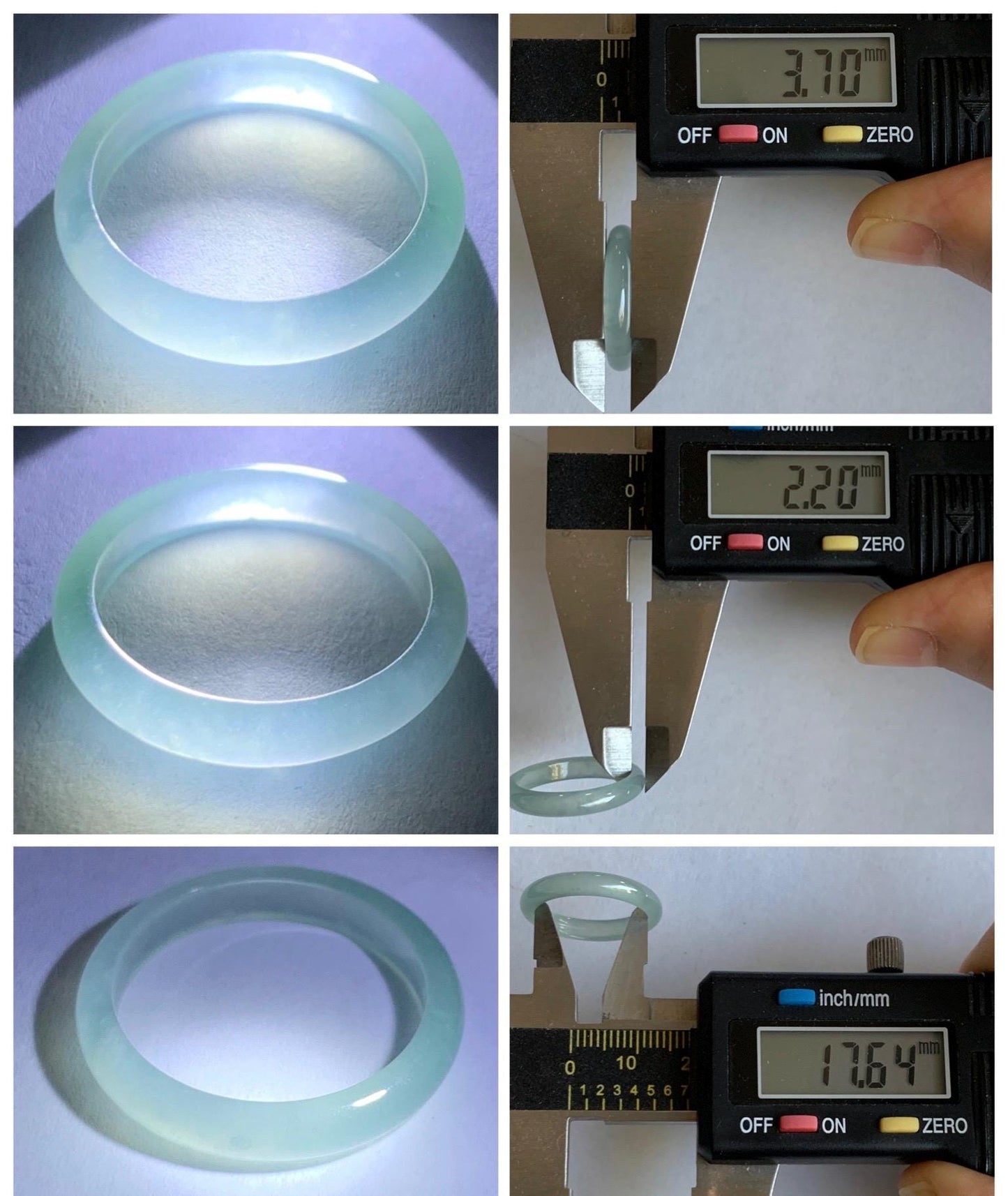 Natural Grade A Guatemalan Icy Highly Translucent Pastel Teal Blue Jade Jadeite Band Ring Size 7.25 US 天然冰危起光浅蓝绿翡翠戒圈 QWZ150E