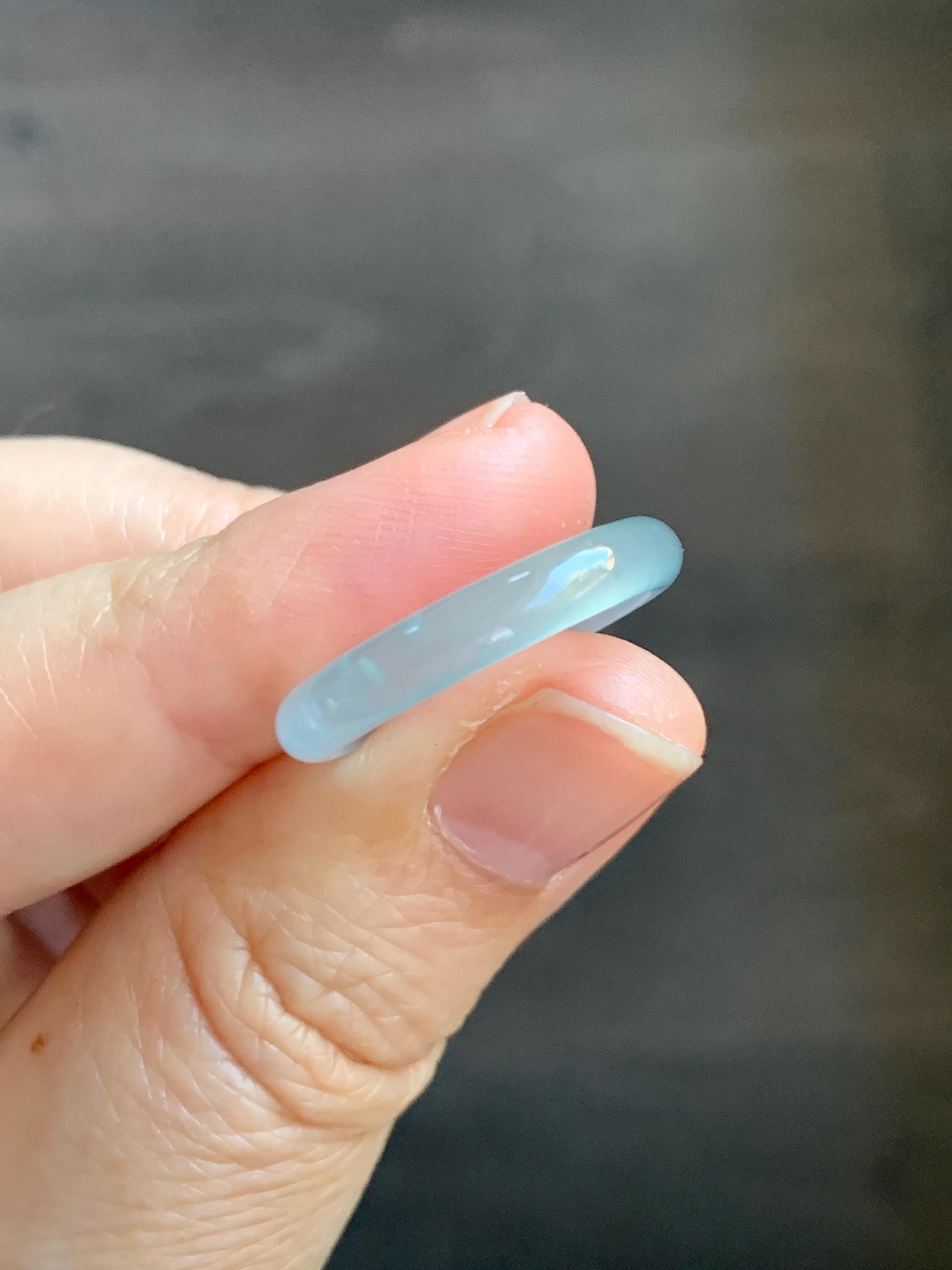 Natural Grade A Guatemalan Icy Highly Translucent Pastel Teal Blue Jade Jadeite Band Ring Size 7.25 US 天然冰危起光浅蓝绿翡翠戒圈 QWZ150E