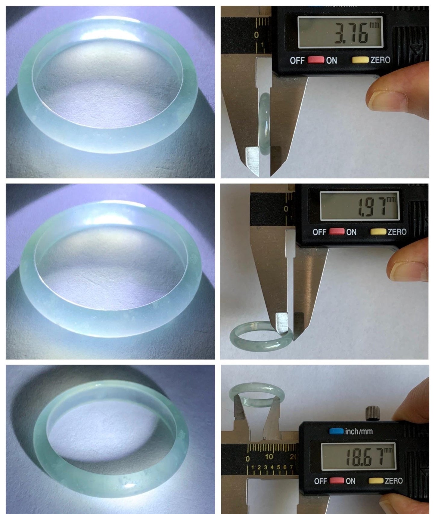 Natural Grade A Guatemalan Icy Highly Translucent Pastel Teal Blue Jade Jadeite Band Ring Size 8.5 US 天然冰危起光浅蓝绿翡翠戒圈 QWZ150F