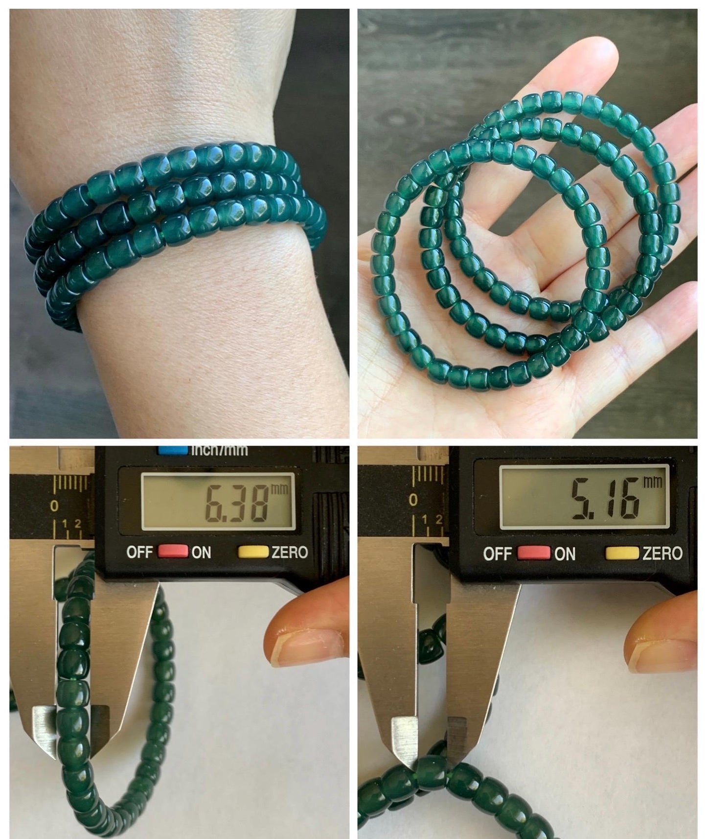 Natural Grade A Guatemalan Icy Highly Translucent Dark Teal Jade Jadeite Barrel Beads Beaded Bracelet 6.4x5mm 7” 15g 天然冰胶危深蓝绿翡翠桶珠手串 WLG660