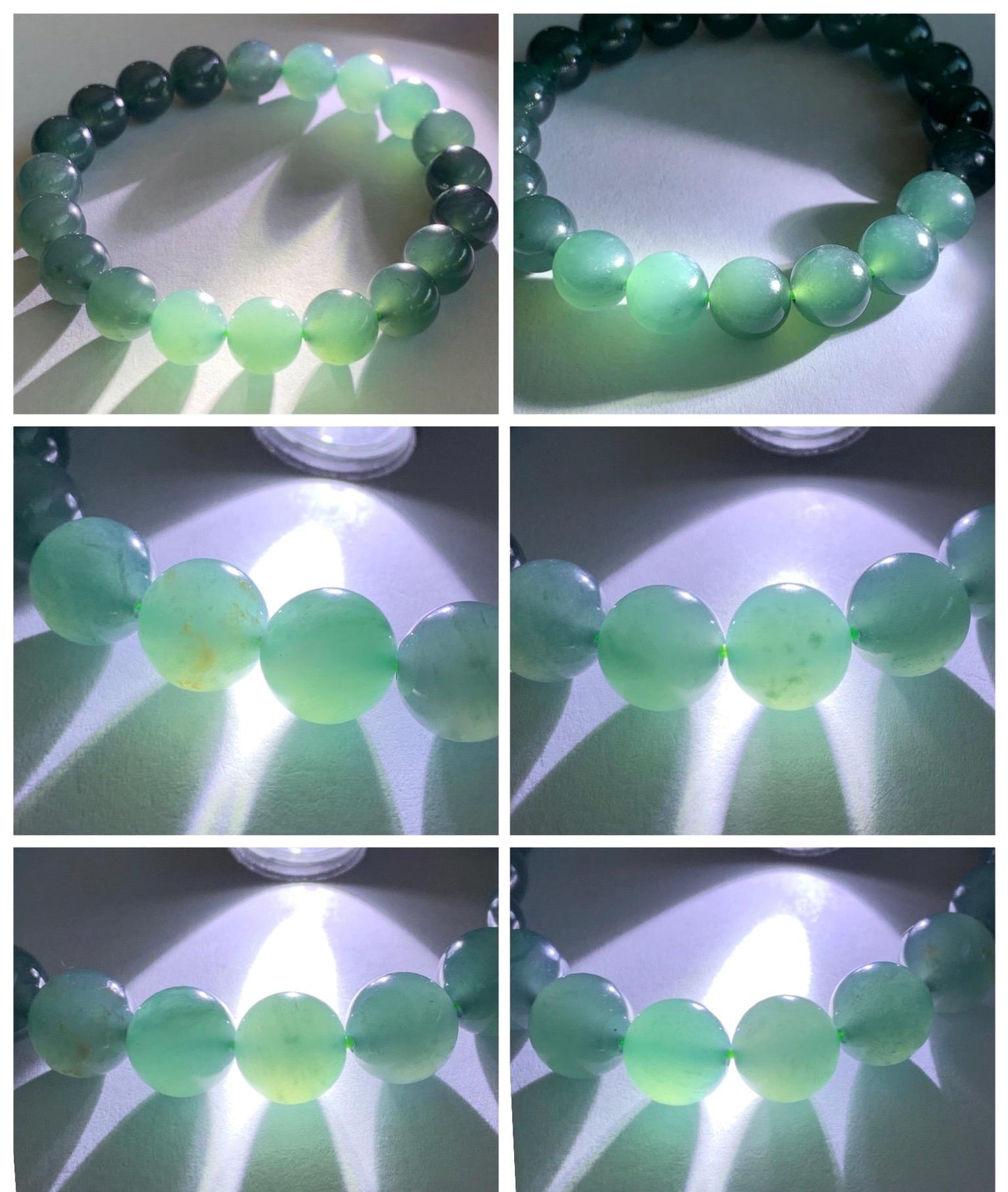 Natural Grade A Guatemalan Icy Highly Translucent Dark Teal Blue Jade Jadeite Beaded Bracelet Stretchy 9.9mm 7.5” 34g 天然冰危深蓝翡翠圆珠手串 WSB550
