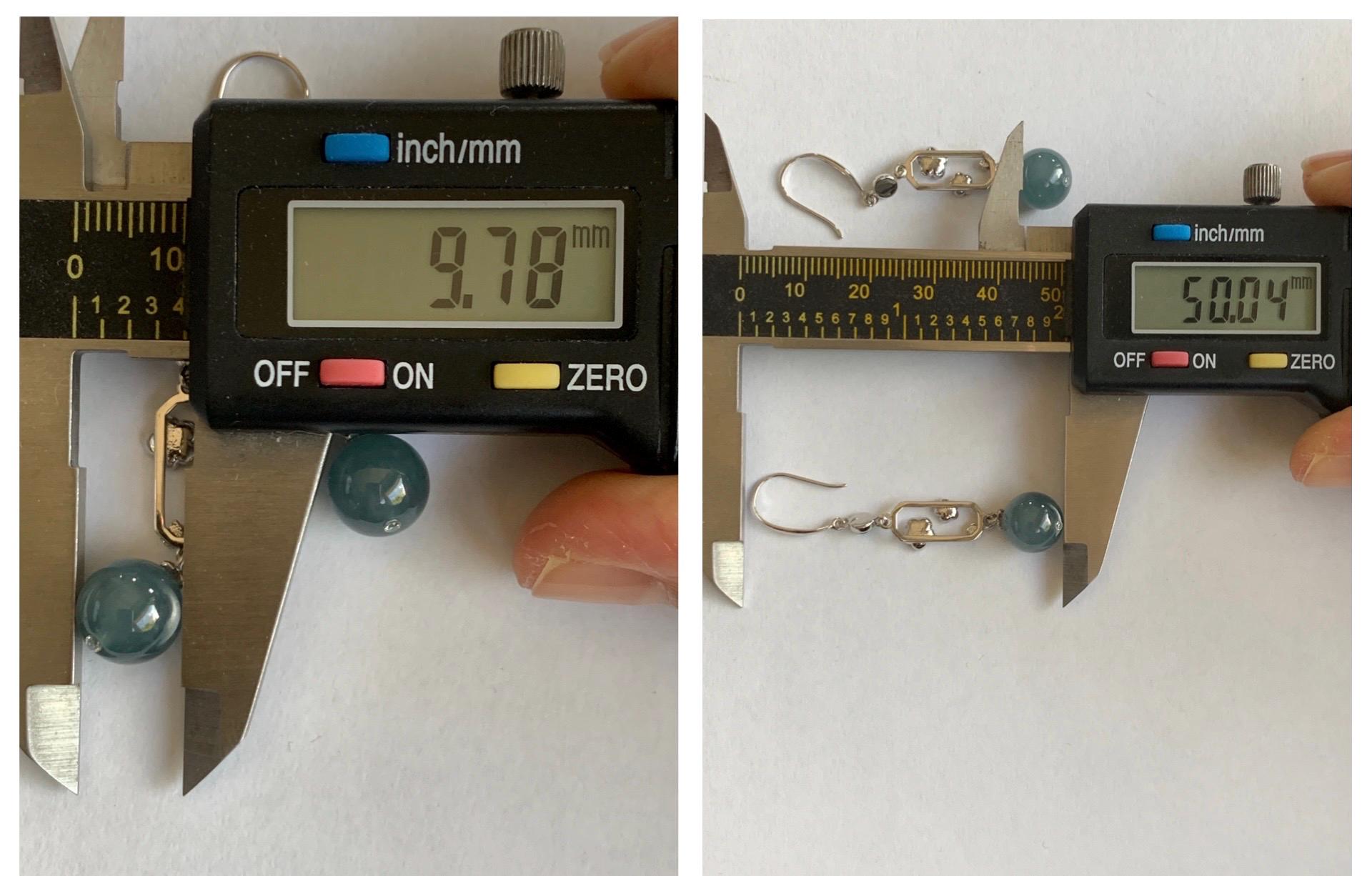 Natural Guatemalan Grade A Icy Highly Translucent Dusty Blue Jade Jadeite Beads Hook Dangle Earrings Sterling Silver 天然冰危蓝翡翠圆珠耳钩 DZCH110