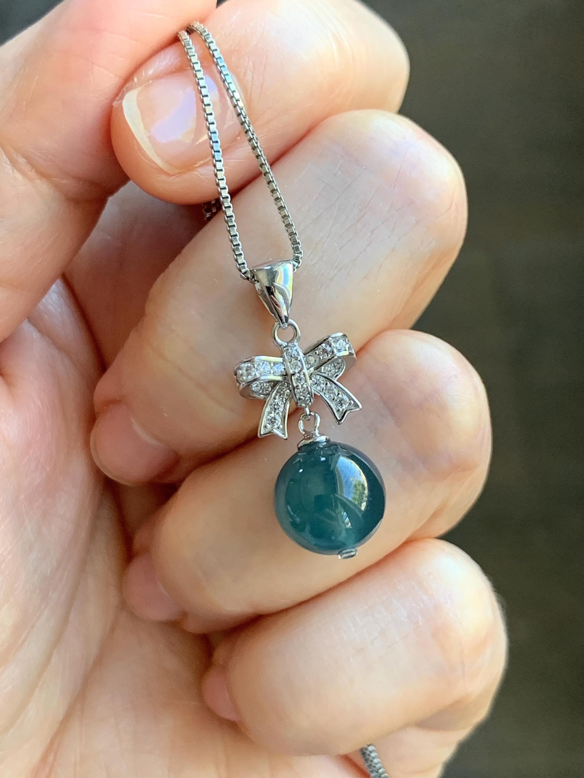 Natural Grade A Guatemalan Icy Highly Translucent Intense Teal Blue Jade Jadeite Bead Sphere Pendant Sterling Silver 天然冰危深蓝翡翠单珠镶嵌吊坠 WSLZ85