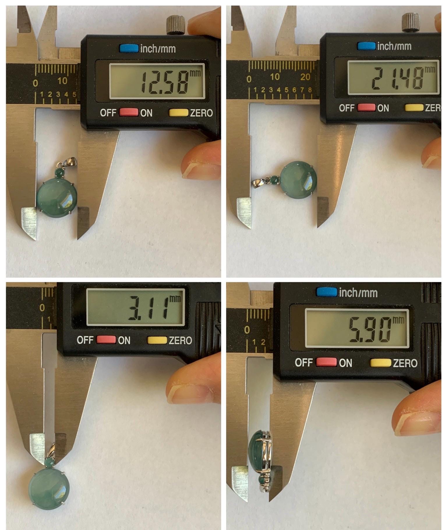 Natural Grade A Guatemalan Icy Highly Translucent Dark Teal Blue Jade Jadeite Round Cabochon Pendant Sterling Silver 天然冰危蓝水翡翠蛋面吊坠 WDD120