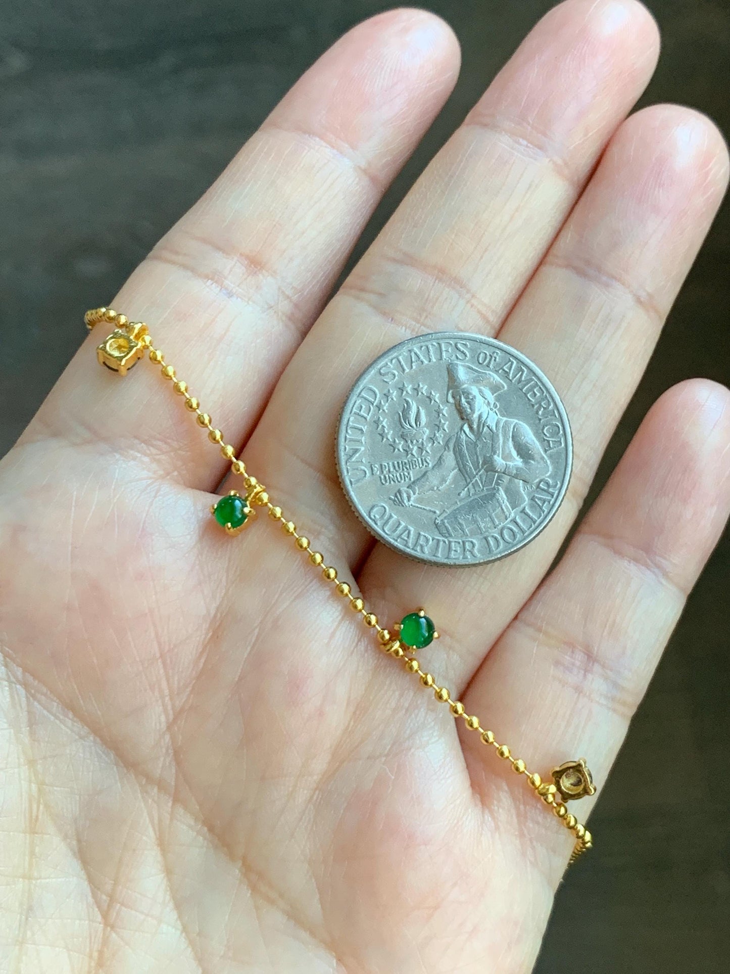 Natural Guatemalan Grade A Icy Translucent Vibrant Green Jade Jadeite Beaded Chain Bracelet Sterling Silver 6.25-7.5” 天然冰危绿翡翠银镶手链 WSD90