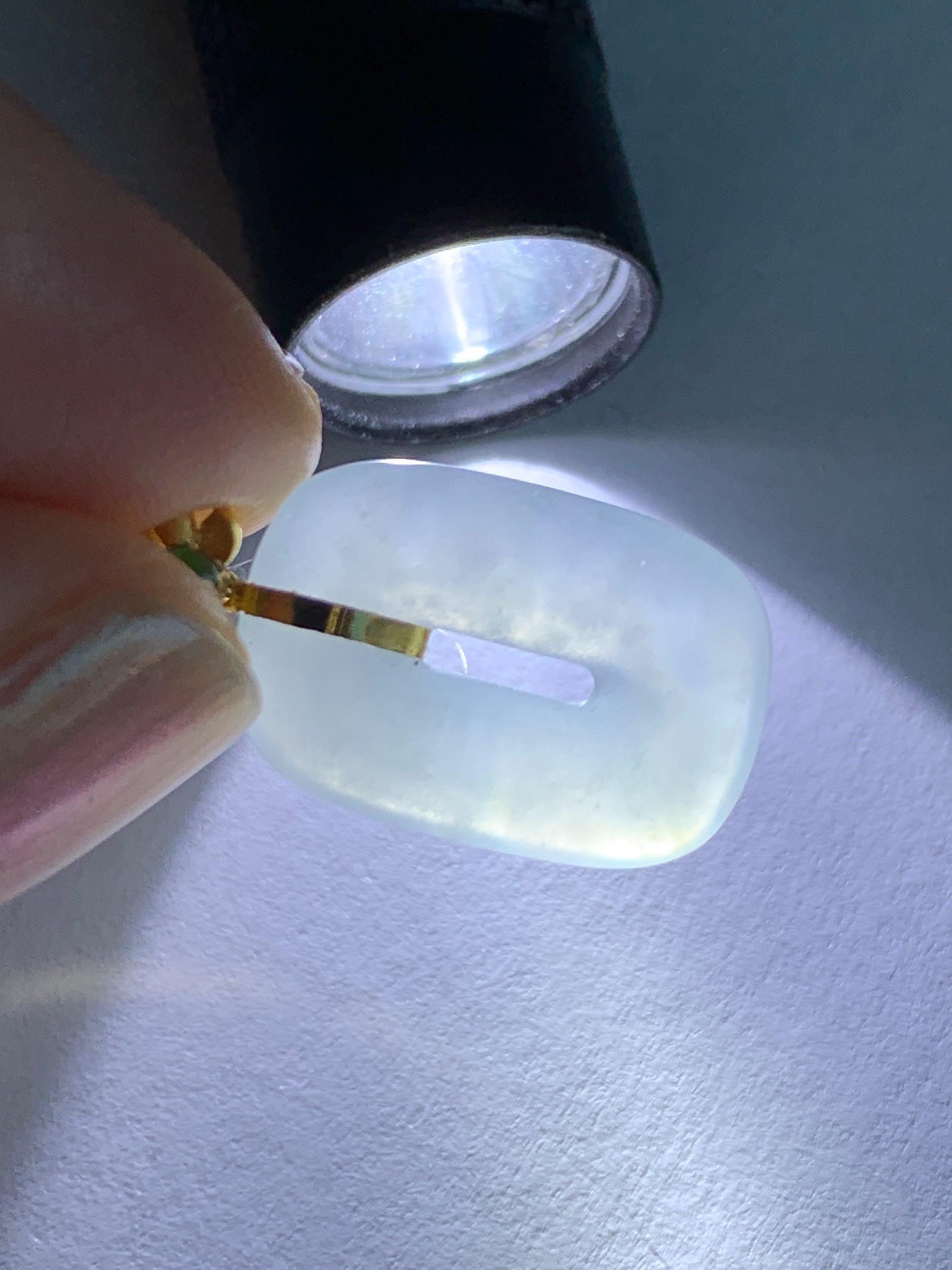 Certified Natural Grade A Icy Highly Translucent White Jade Jadeite Ping An Kou Donut Pendant 18K Yellow Gold 天然冰胶白翡翠平安扣镶嵌吊坠 098