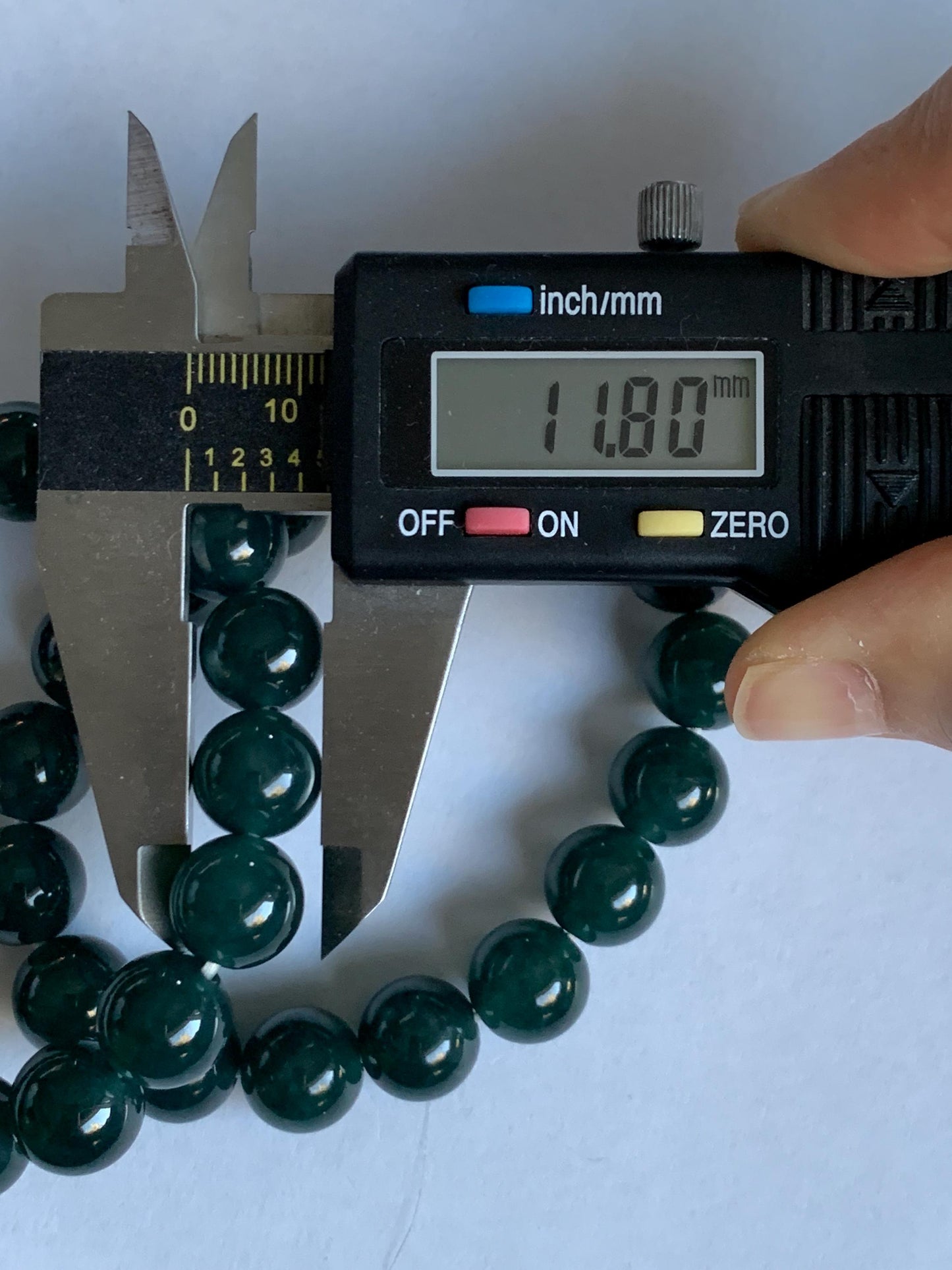 Natural Guatemalan Grade A Icy Translucent Dark Teal Blue Jade Jadeite Beaded Bracelet Stretchy 11.8mm 7.25” 48g 天然冰危老种深蓝绿翡翠圆珠手串 WSL7702