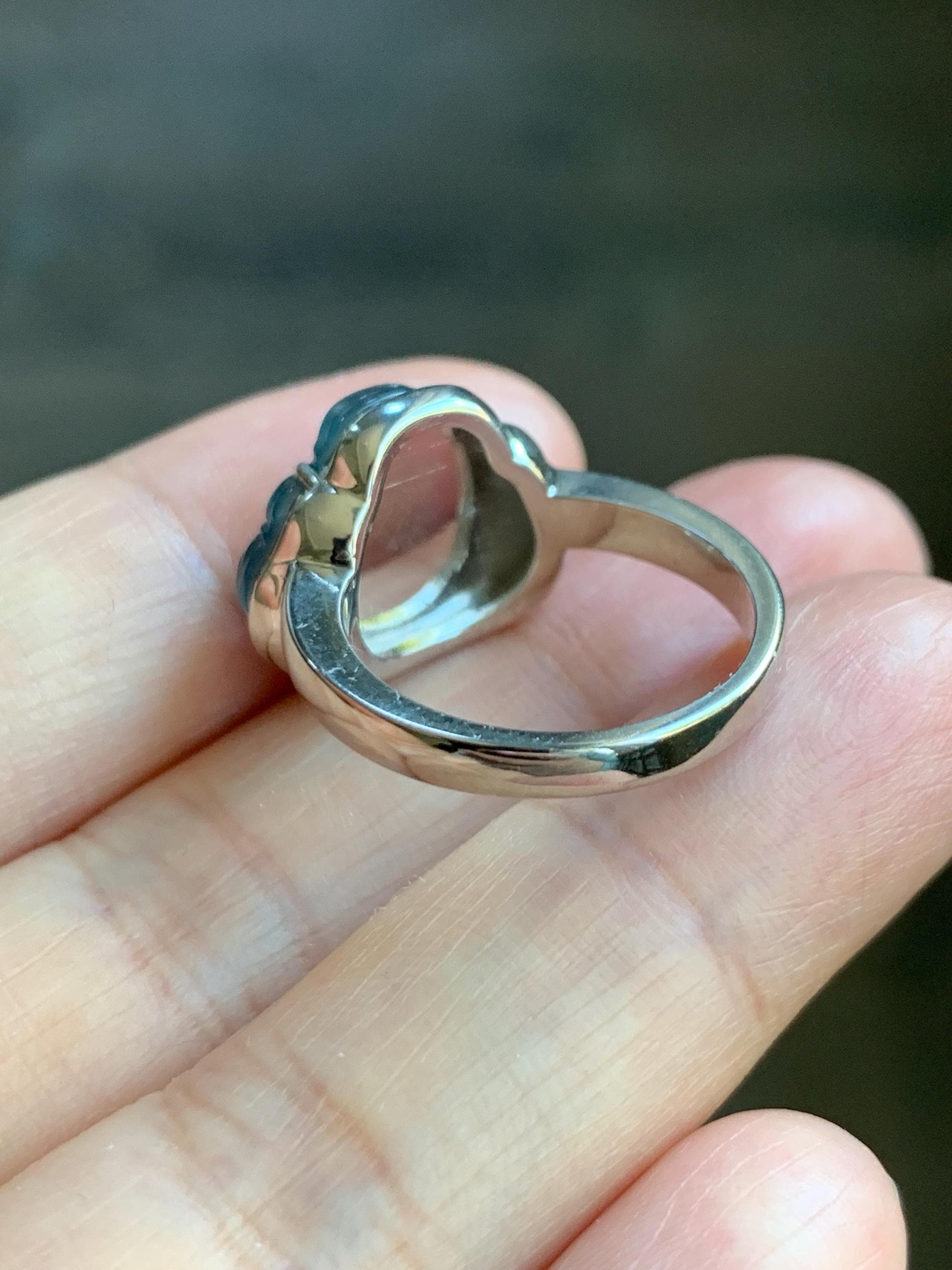 Certified Natural Guatemalan Icy Highly Translucent Dusty Blue Jade Jadeite Buddha Ring Sterling Silver Size 7 US 5.88g 天然冰危浅蓝起光翡翠佛公戒指 1679