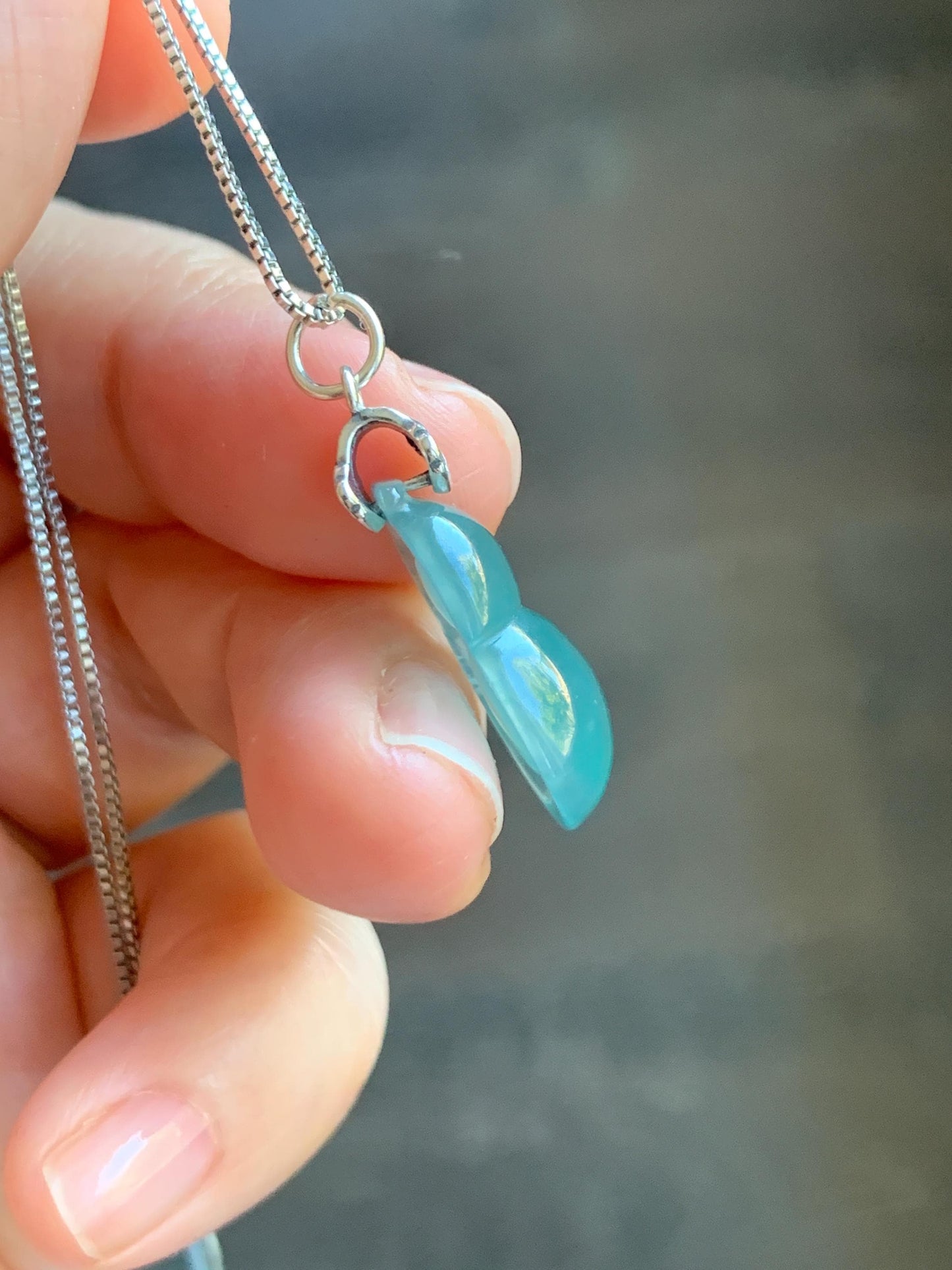 Natural Grade A Guatemalan Icy Translucent Teal Green Jade Jadeite Gourd Hulu Pendant Sterling Silver 2g 天然冰危蓝绿翡翠葫芦吊坠 WHG110B