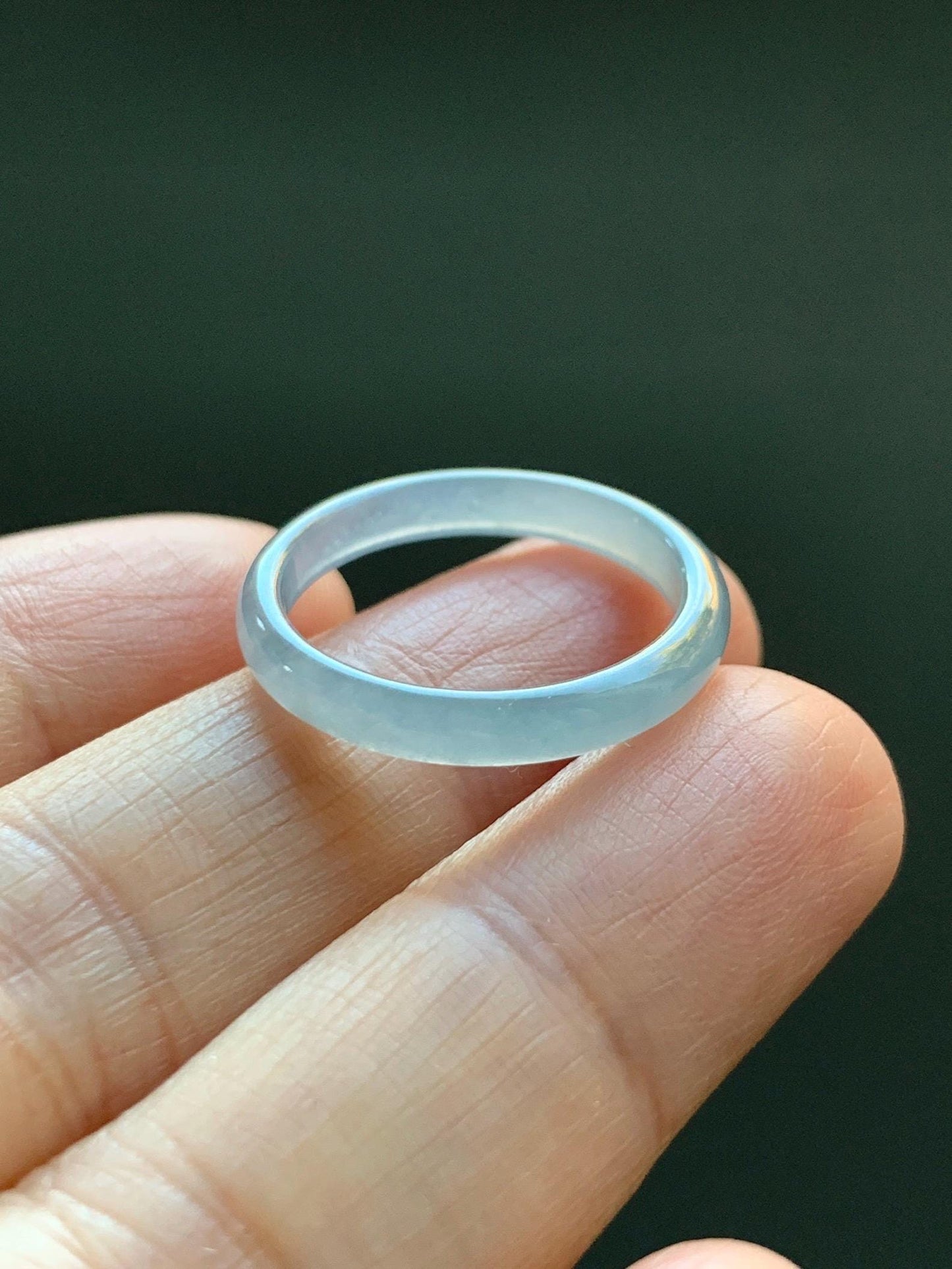 Natural Grade A Guatemalan Icy Highly Translucent Pastel Blue Jade Jadeite Band Ring Size 8 US 天然冰危起光浅蓝翡翠戒圈 QWZ150A