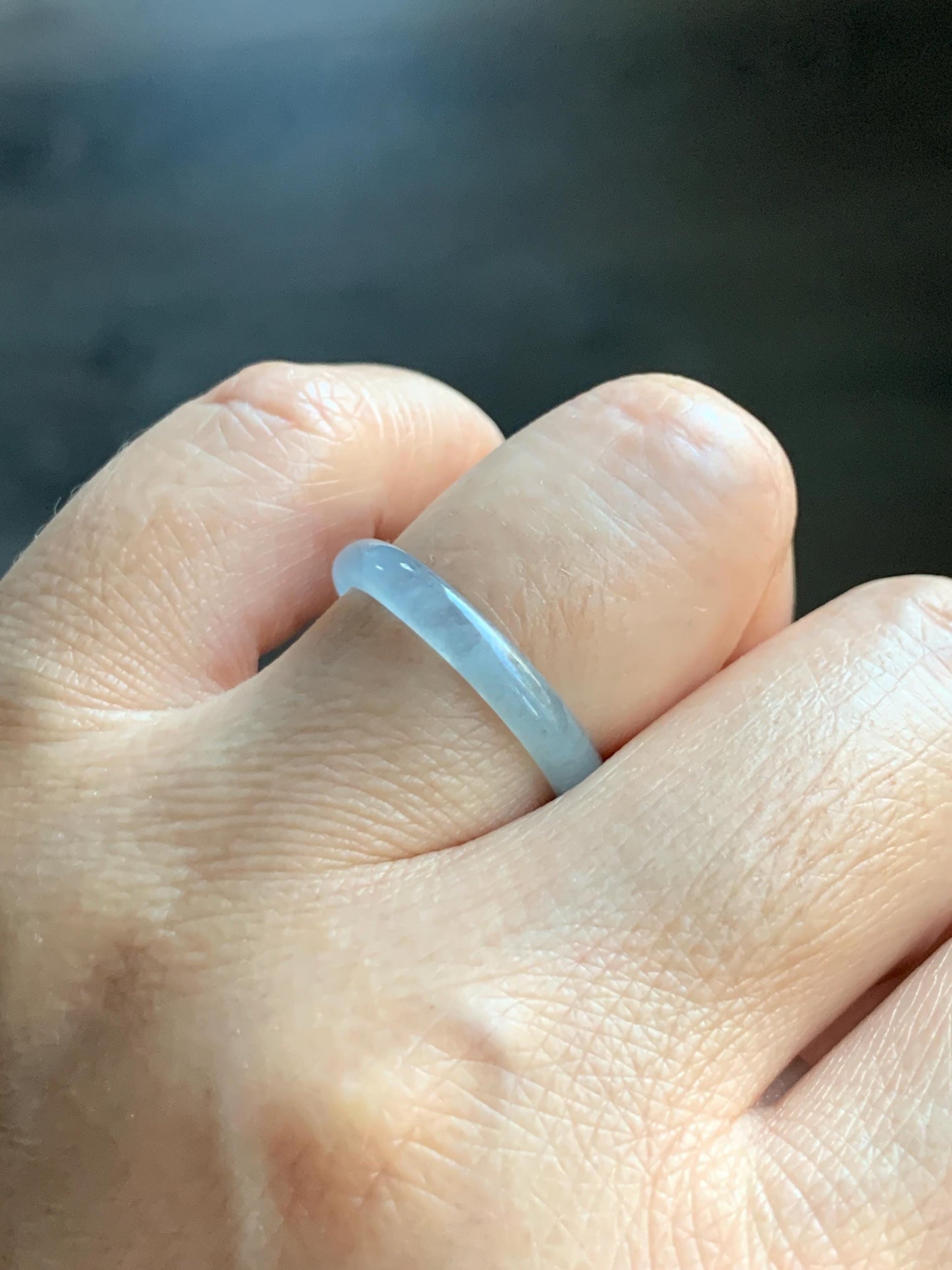 Natural Grade A Guatemalan Icy Highly Translucent Pastel Blue Jade Jadeite Band Ring Size 8 US 天然冰危起光浅蓝翡翠戒圈 QWZ150A