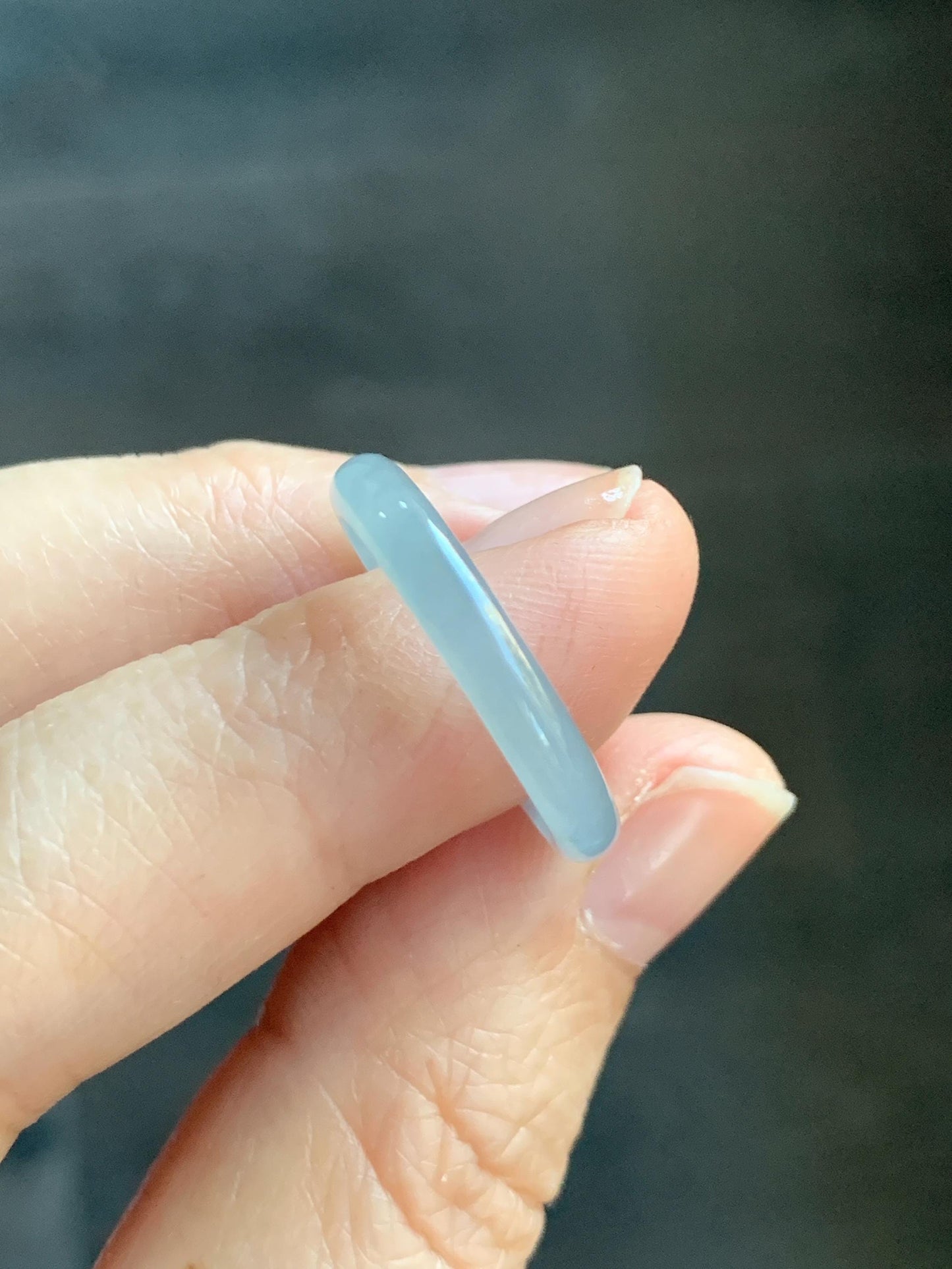 Natural Grade A Guatemalan Icy Highly Translucent Pastel Blue Jade Jadeite Band Ring Size 8 US 天然冰危起光浅蓝翡翠戒圈 QWZ150A