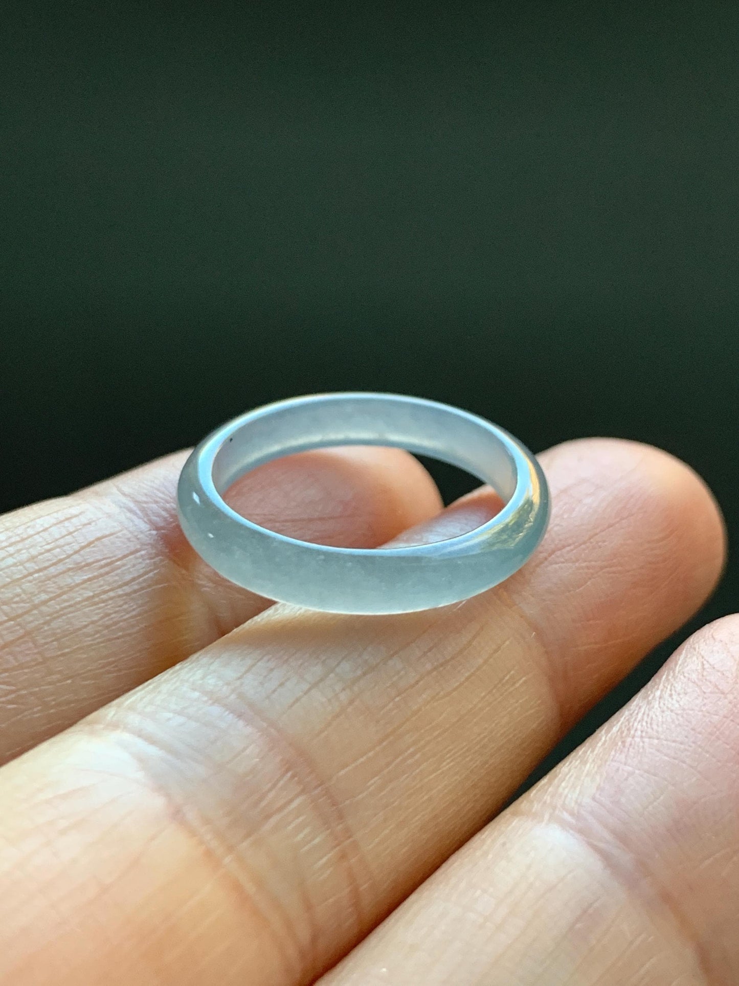 Natural Grade A Guatemalan Icy Highly Translucent Pastel Blue Jade Jadeite Band Ring Size 6.5 US 天然冰危起光浅蓝翡翠戒圈 QWZ150B