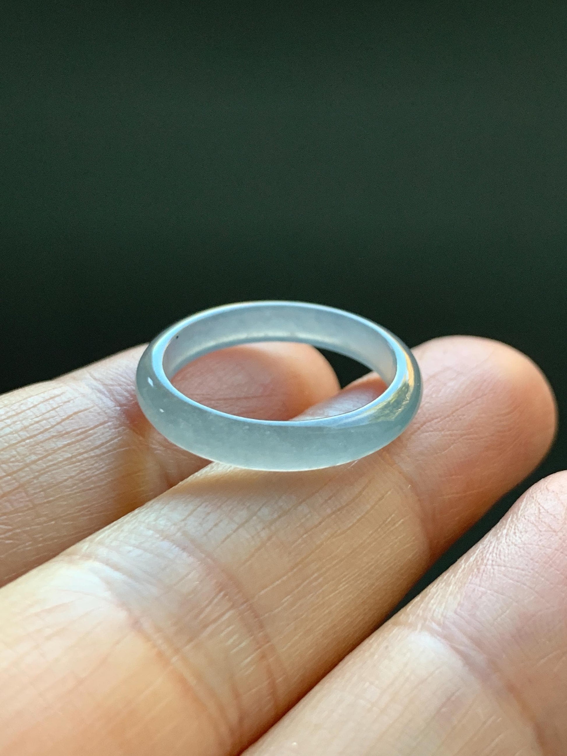 Natural Grade A Guatemalan Icy Highly Translucent Pastel Blue Jade Jadeite Band Ring Size 6.5 US 天然冰危起光浅蓝翡翠戒圈 QWZ150B