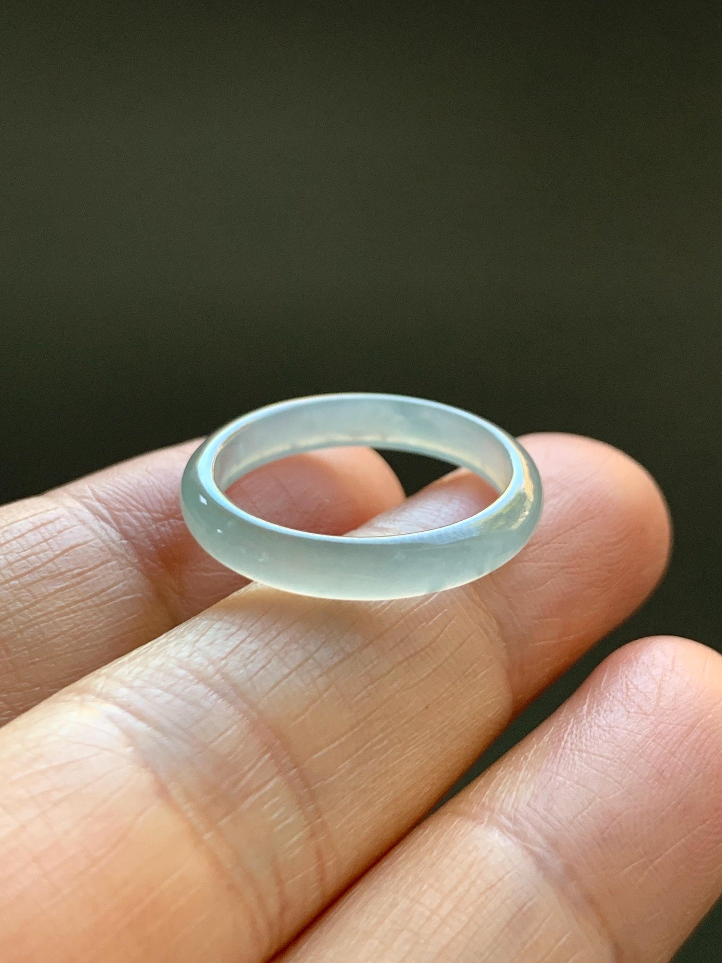 Natural Grade A Guatemalan Icy Highly Translucent Pastel Teal Blue Jade Jadeite Band Ring Size 7.25 US 天然冰危起光浅蓝绿翡翠戒圈 QWZ150E