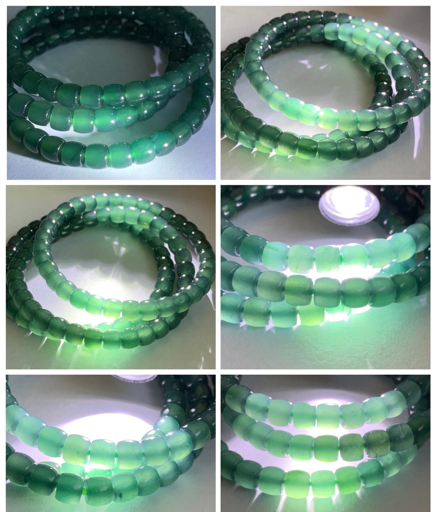 Natural Grade A Guatemalan Icy Highly Translucent Dark Teal Jade Jadeite Barrel Beads Beaded Bracelet 6.4x5mm 7” 15g 天然冰胶危深蓝绿翡翠桶珠手串 WLG660