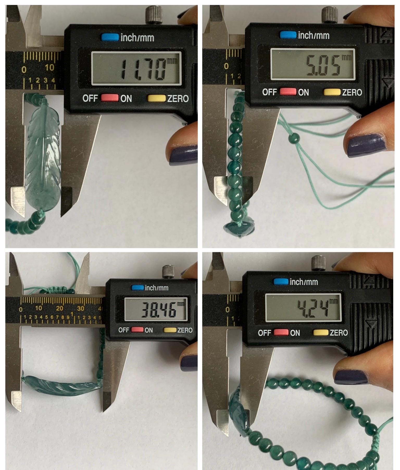 Natural Grade A Guatemalan Icy Highly Translucent Dark Teal Blue Jade Jadeite Feather Cuff Beaded Bracelet 6.75” 8g 天然冰危蓝绿翡翠羽毛圆珠手串 WYM196