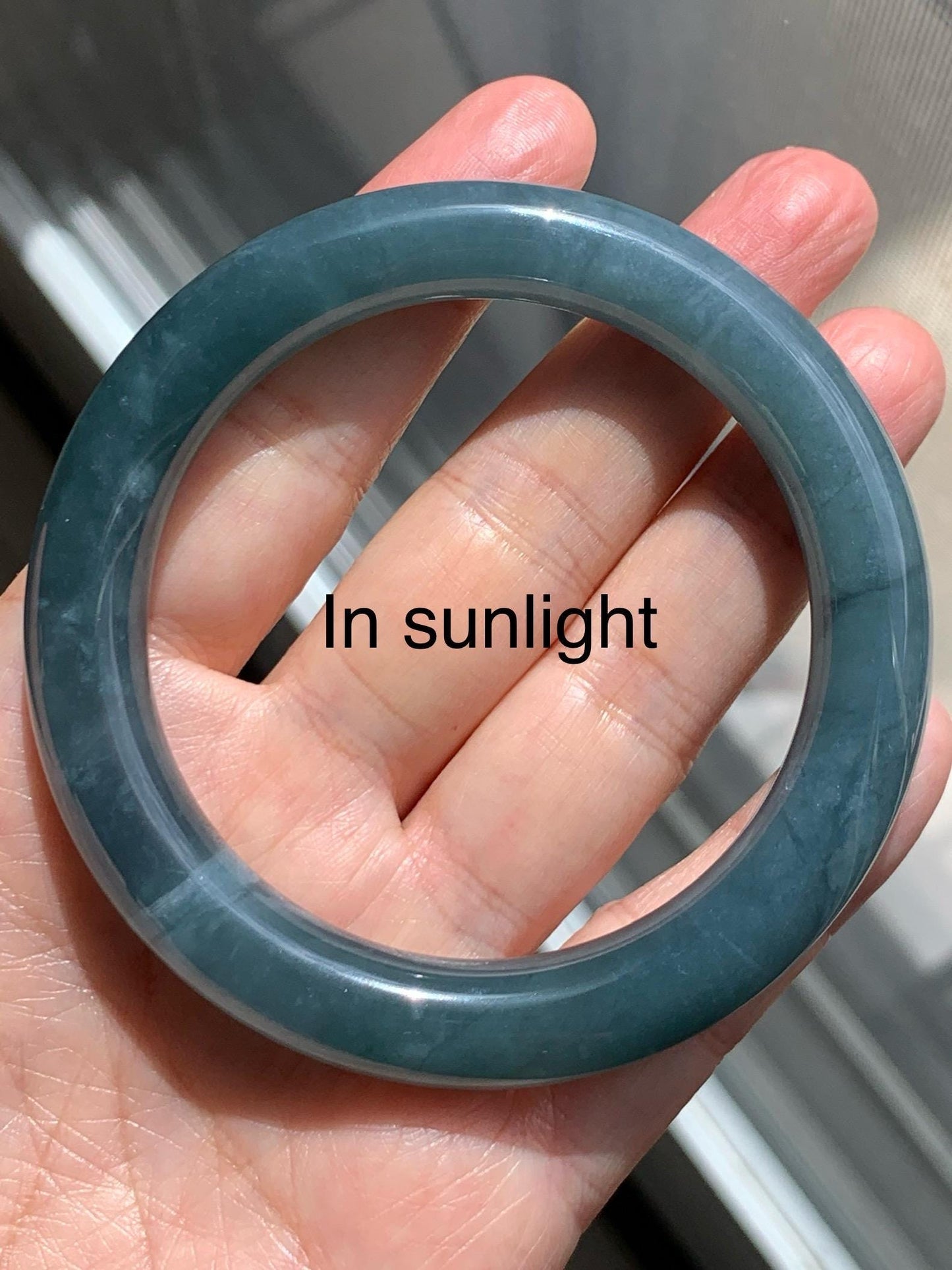 Certified Natural Grade A Guatemalan Icy Translucent Dusty Blueberry Blue Jade Jadeite Wide Bangle Bracelet 56.1mm 6.93” 天然冰危蓝莓紫翡翠粗圆条手镯 484