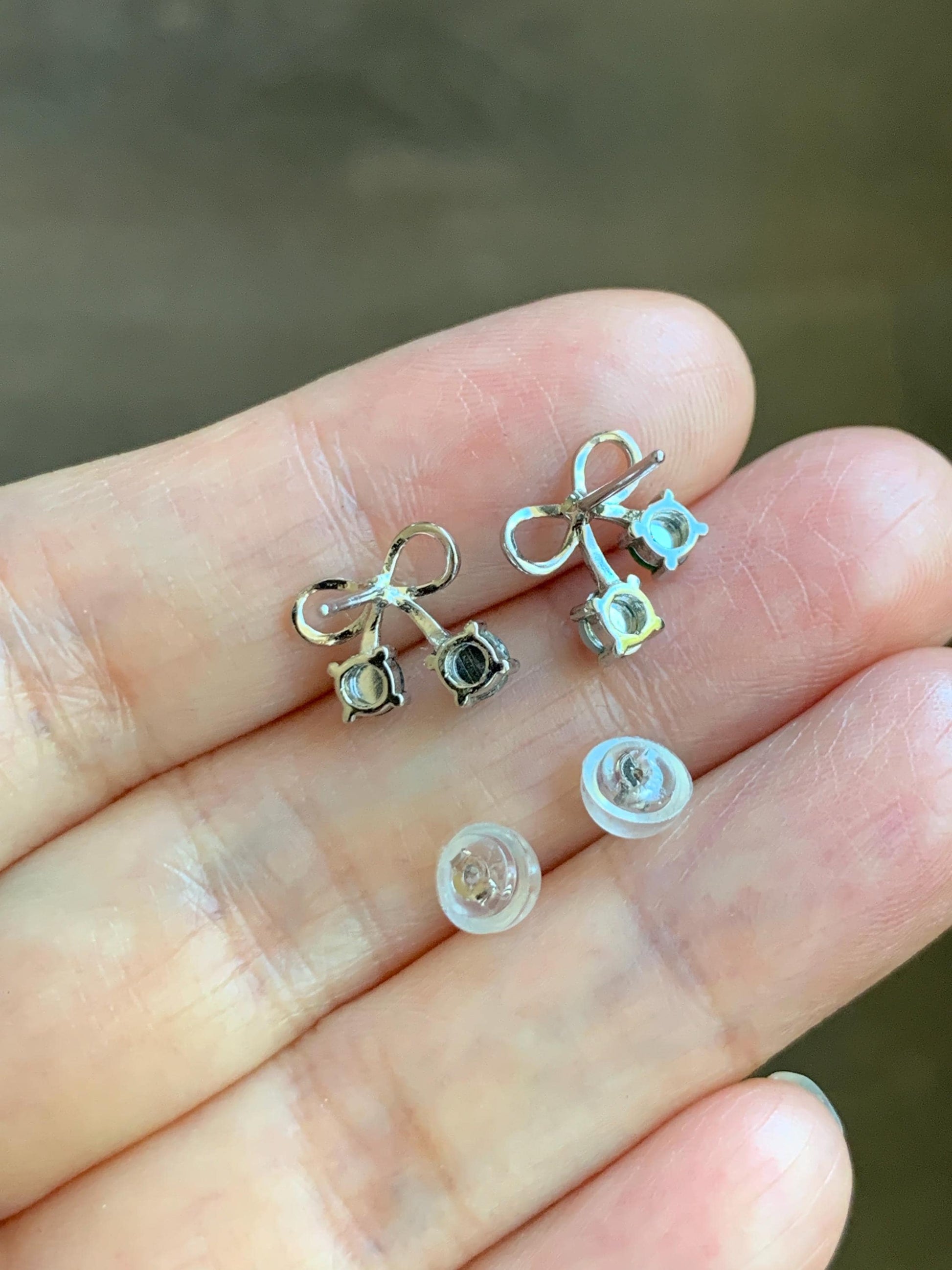Natural Guatemalan Grade A Icy Highly Translucent Pale Blue Vibrant Green Jade Jadeite Bow Earrings Sterling Silver 天然冰危蓝绿翡翠蝴蝶结耳钉 WSB120A