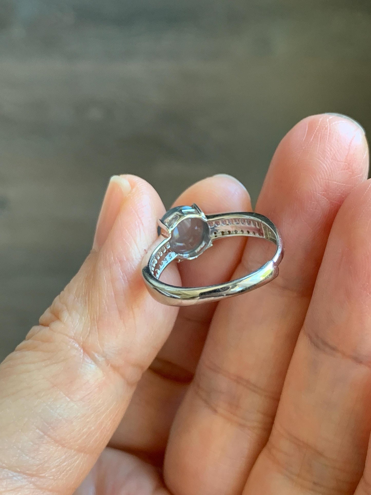 Natural Grade A Guatemalan Icy highly Translucent Pastel Dusty Blue Jade Jadeite Ring Sterling Silver Size Adjustable 天然冰危浅蓝翡翠银镶戒指 WLP136B