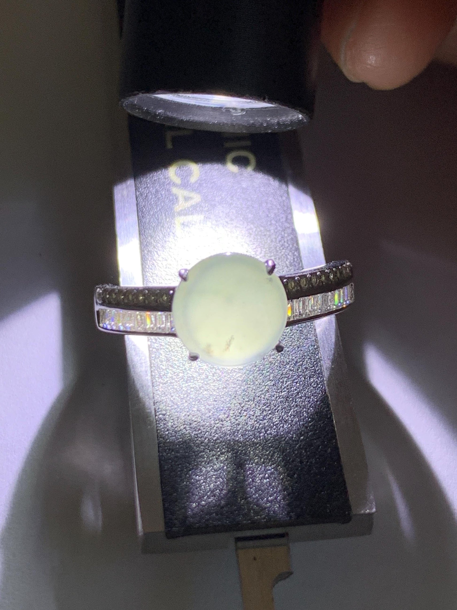 Natural Grade A Guatemalan Icy highly Translucent Pastel Dusty Blue Jade Jadeite Ring Sterling Silver Size Adjustable 天然冰危浅蓝翡翠银镶戒指 WLP136B
