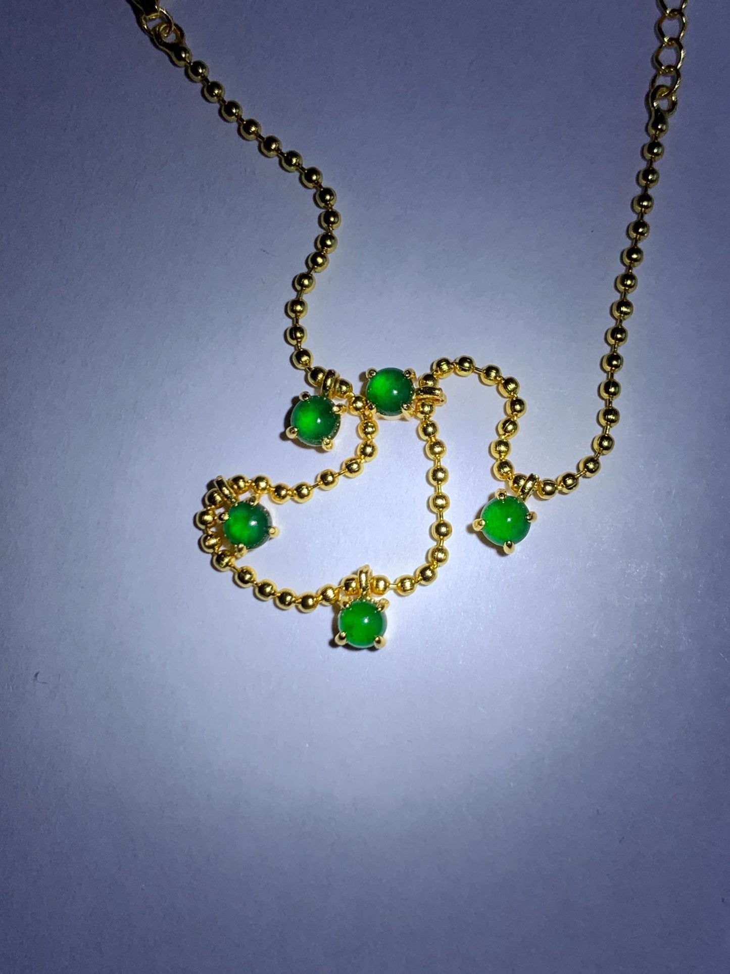 Natural Guatemalan Grade A Icy Translucent Vibrant Green Jade Jadeite Beaded Chain Bracelet Sterling Silver 6.25-7.5” 天然冰危绿翡翠银镶手链 WSD90