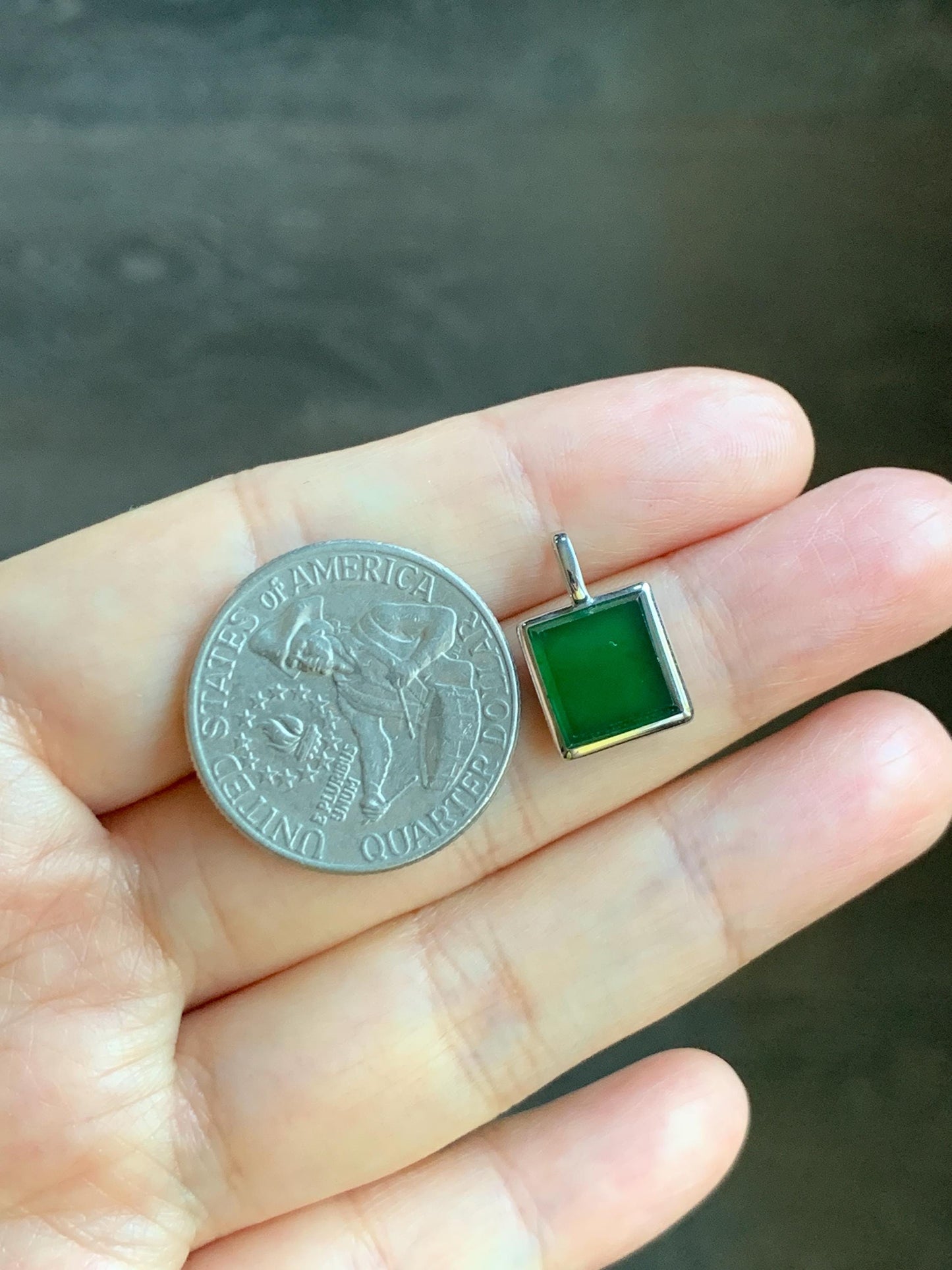 Certified Natural Grade A Guatemalan Icy Translucent Vibrant Green Jade Jadeite Mini Wu Shi Pai Pendant Sterling Silver 天然冰危绿翡翠迷你无事牌吊坠 3768