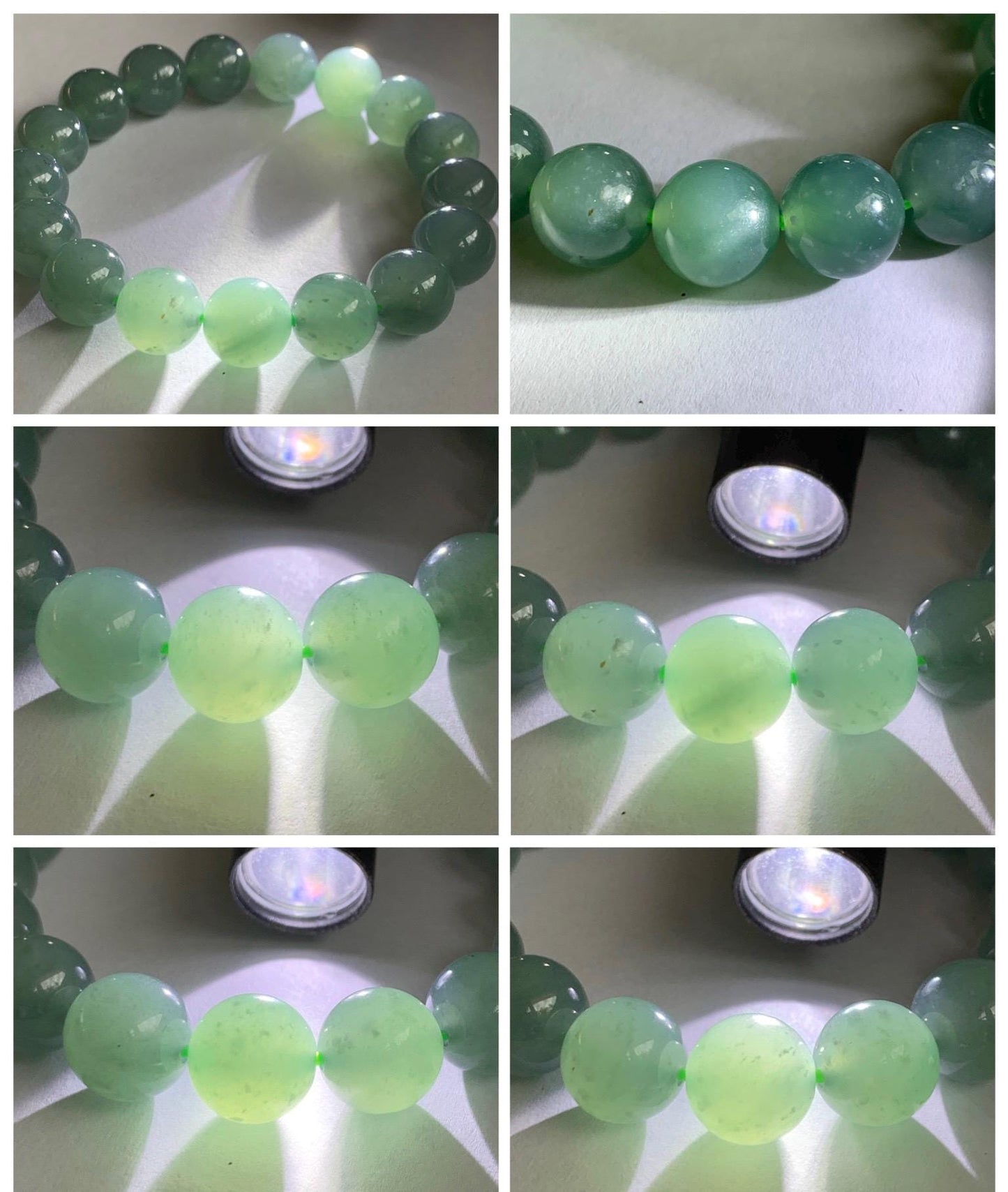 Natural Grade A Guatemalan Icy Translucent Teal Green Jade Jadeite Beaded Bracelet 11.7mm 7.25” 46g 天然冰危蓝绿翡翠大圆珠手串 WDL350