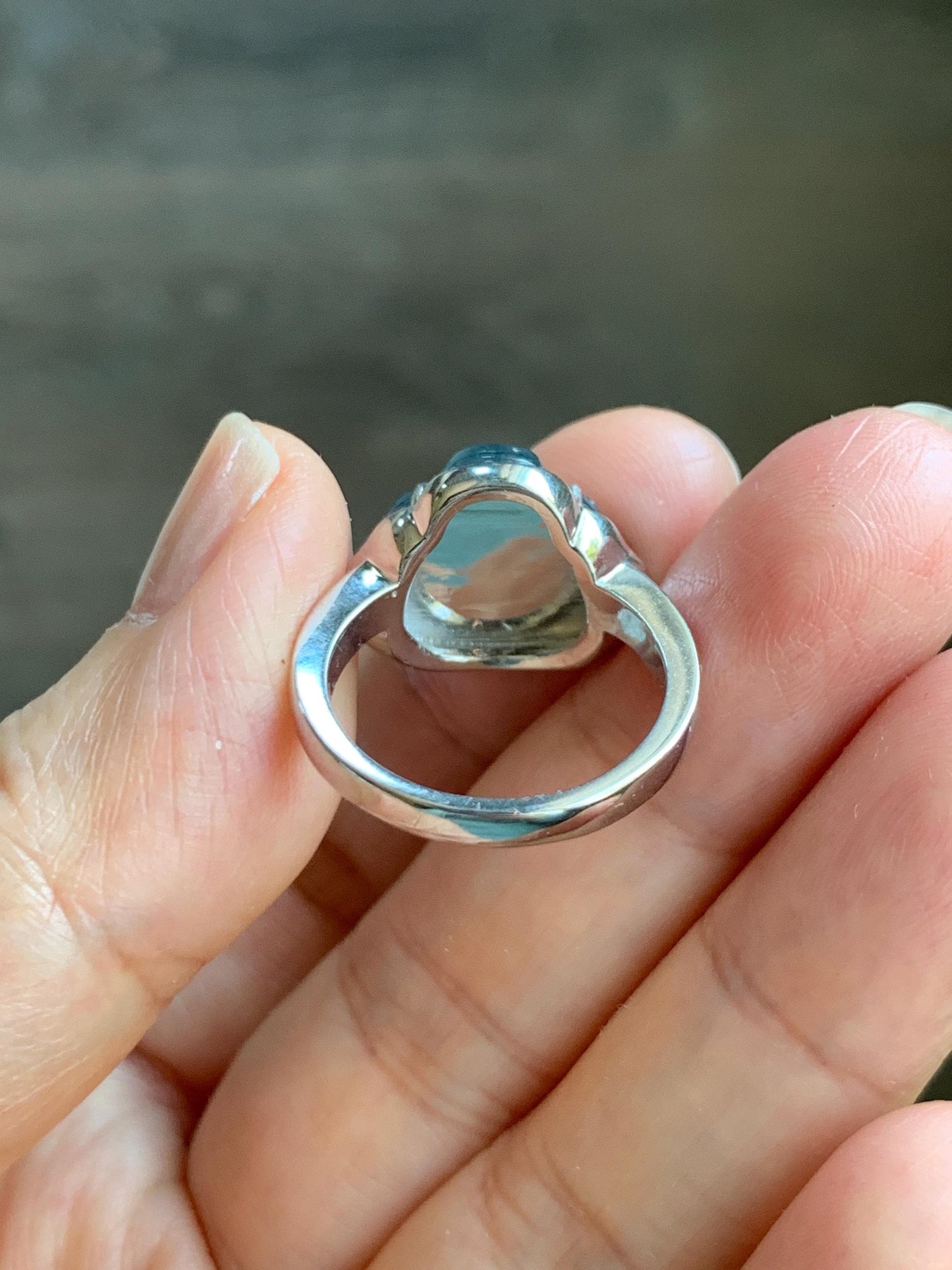 Certified Natural Guatemalan Icy Highly Translucent Dusty Blue Jade Jadeite Buddha Ring Sterling Silver Size 7 US 5.88g 天然冰危浅蓝起光翡翠佛公戒指 1679