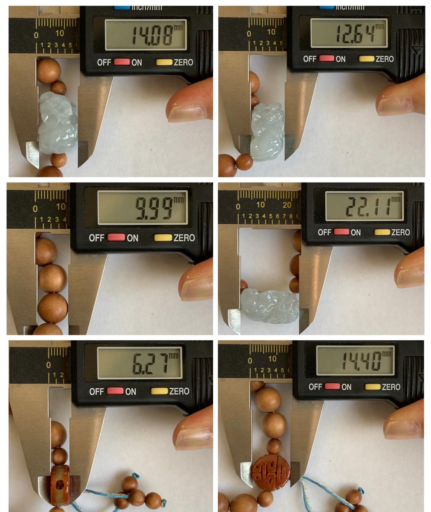 Natural Grade A Icy Translucent White Jade Jadeite Carved Pixiu Wood Beads Beaded Bracelet 6.75" 18g 天然白冰翡翠貔貅木珠手串 MPT138B