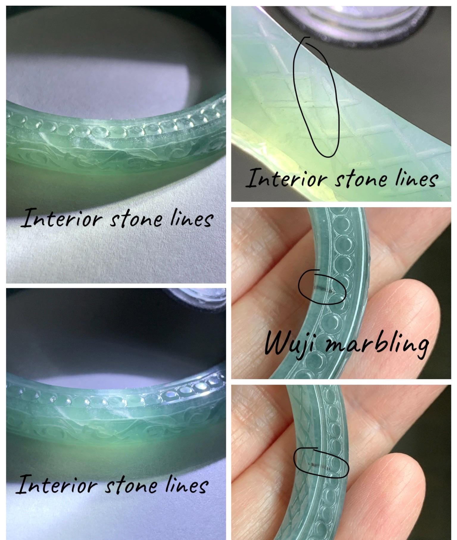 Certified Natural Guatemalan Icy Translucent Dusty Teal Green Jade Jadeite Carved Square Edged Bangle 52.4mm 6.5” As Is 天然冰危晴蓝翡翠仿古雕方镯手镯 475