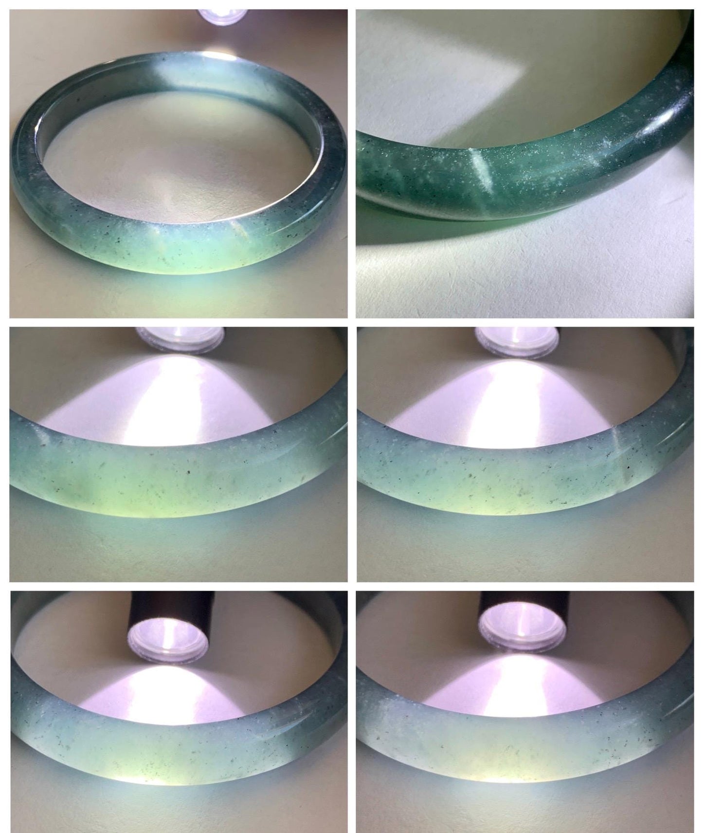 Certified Natural Grade A Guatemalan Icy Translucent Dark Teal Blue Jade Jadeite Wide Bangle 59.66mm 7.37” 39g 天然冰危深蓝绿翡翠正圈宽版手镯 521