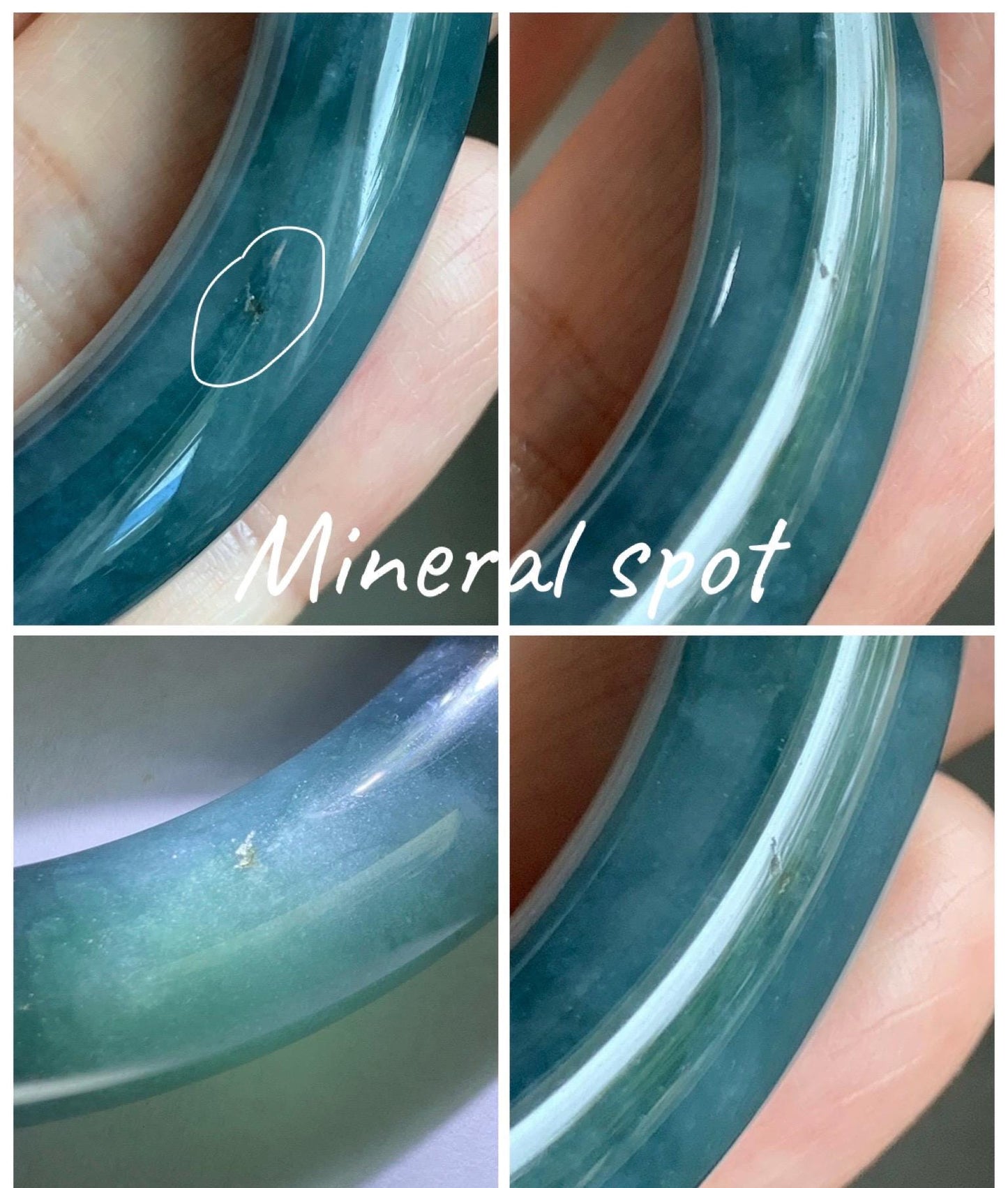 Certified Natural Grade A Guatemalan Icy Translucent Dusty Blueberry Blue Jade Jadeite Wide Bangle Bracelet 57mm 7” As Is 天然冰危蓝莓紫翡翠粗圆条手镯 485