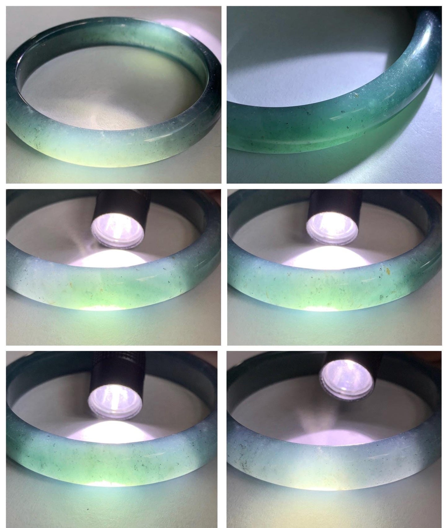 Certified Natural Grade A Guatemalan Icy Translucent Dark Aegean Blue Jade Jadeite Wide Bangle 56.7mm 7” 39g 天然冰危深蓝翡翠正圈宽版手镯 496