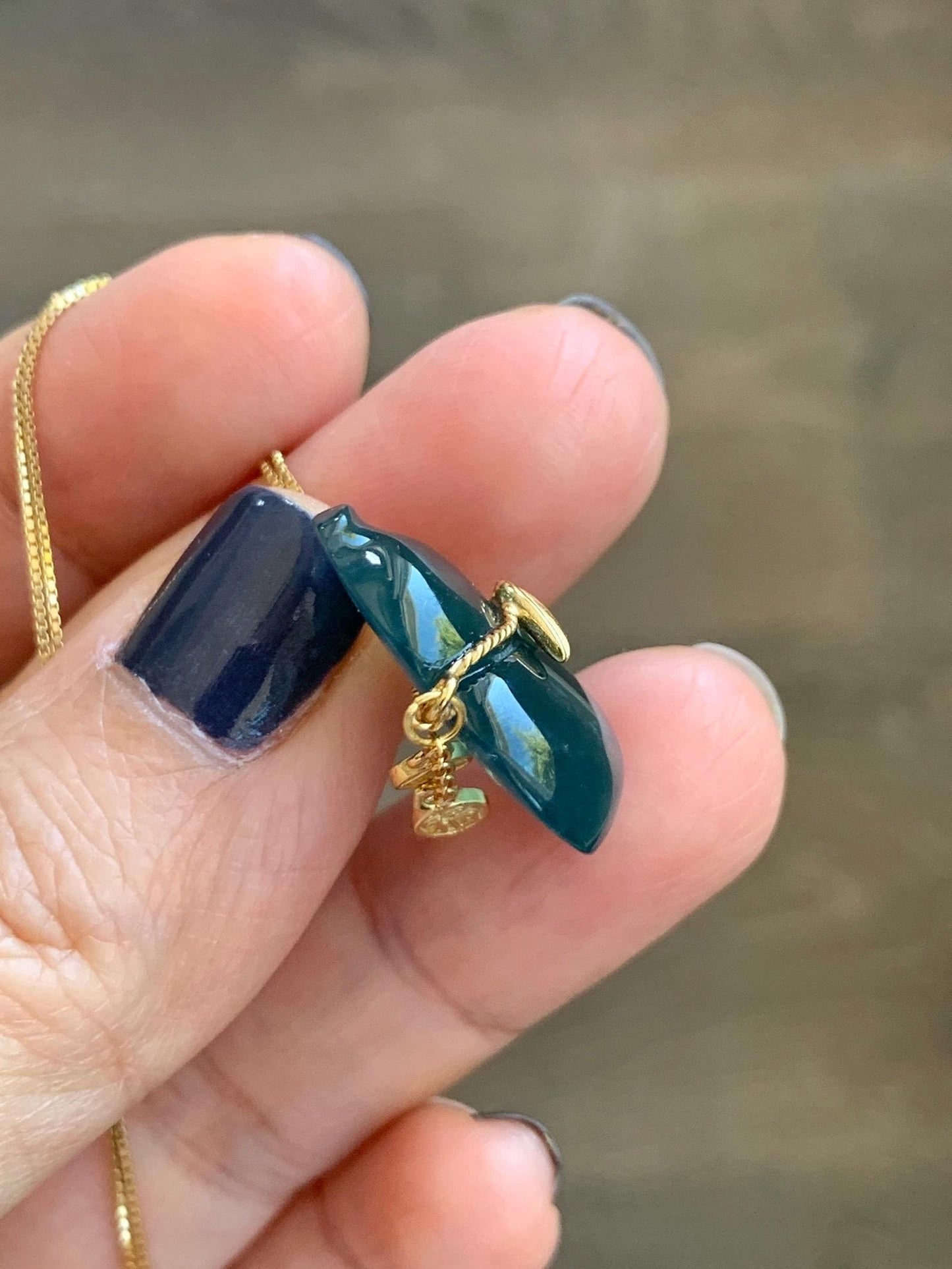 Natural Grade A Guatemalan Icy Highly Translucent Dark Teal Blue Jade Jadeite Gourd Hulu Pendant Sterling Silver 天然冰危深蓝绿翡翠葫芦吊坠 WHL100B