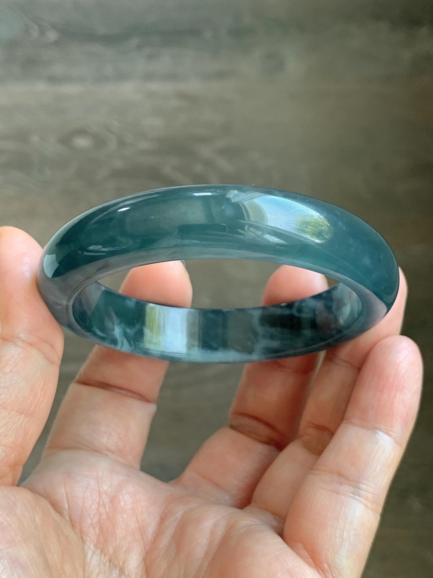 Certified Natural Grade A Guatemalan Icy Highly Translucent Dusty Aegean Blue Jade Jadeite Wide Bangle 53.5mm 6.6” 45.5g 天然冰危蓝翡翠正圈宽版手镯 503