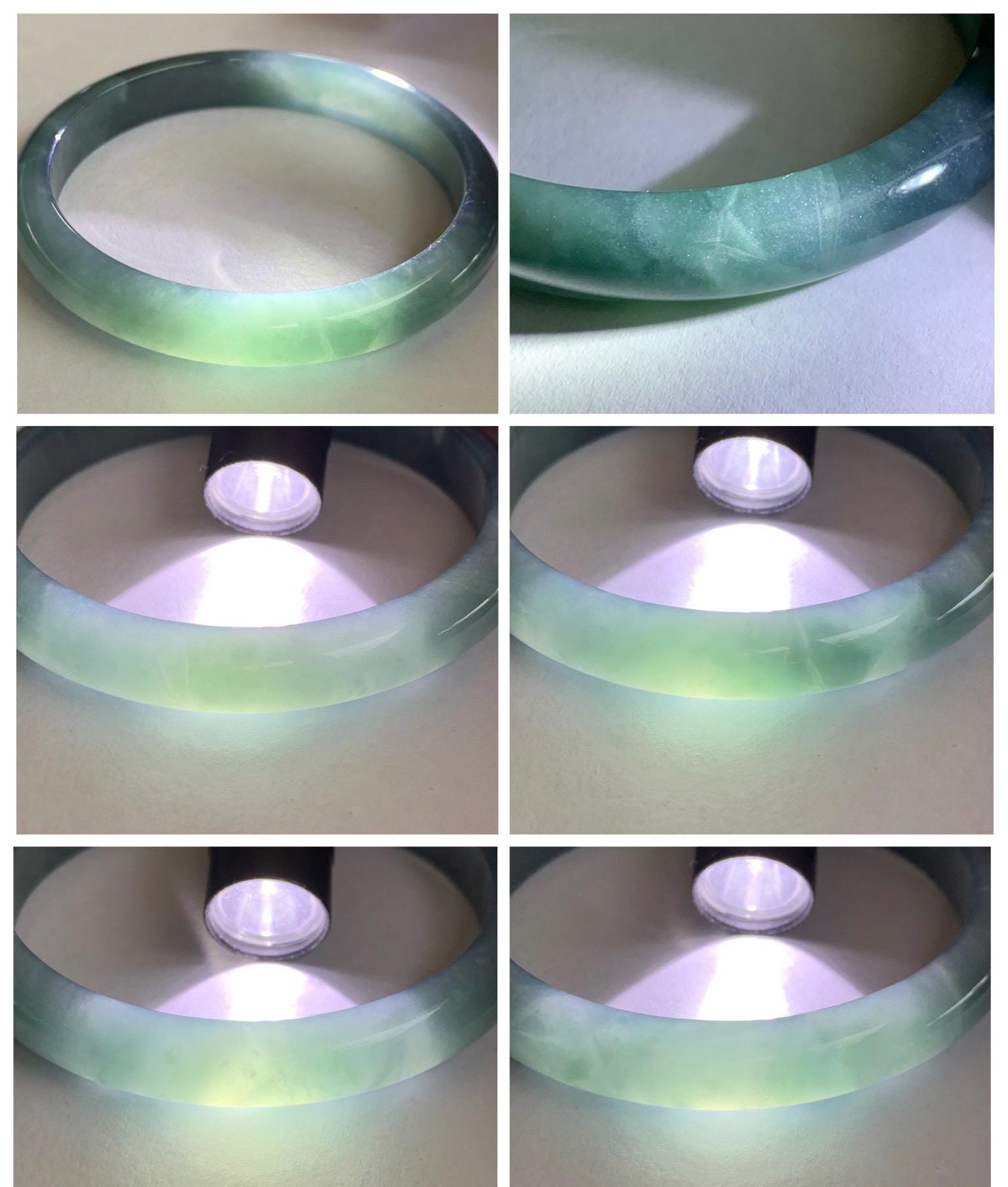 Certified Natural Grade A Guatemalan Icy Translucent Dusty Teal Blue Jade Jadeite Bangle Bracelet 58.4mm 7.22” 35g 天然冰胶危蓝绿翡翠正圈手镯 494