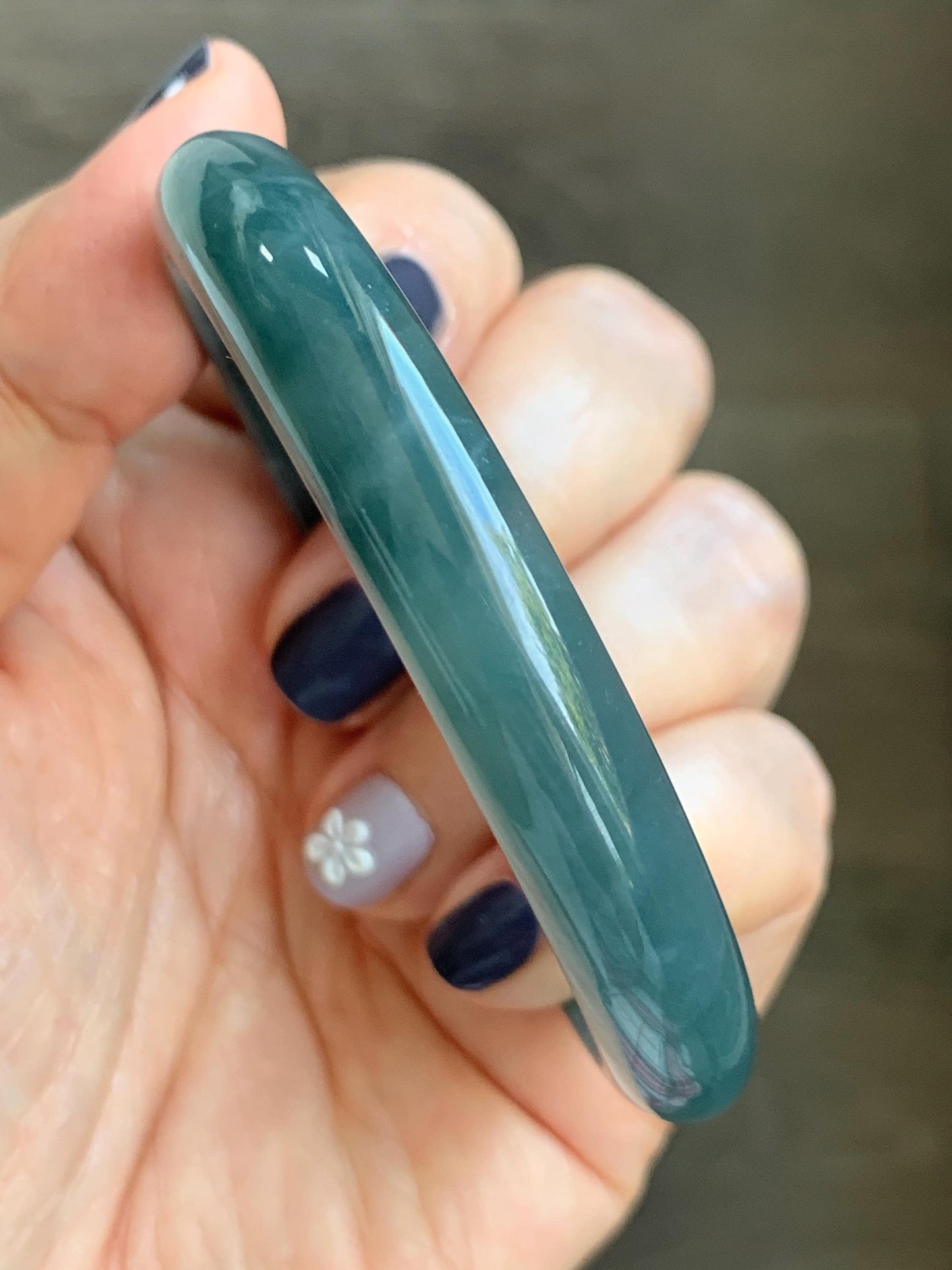 Certified Natural Grade A Guatemalan Icy Translucent Dusty Teal Blue Jade Jadeite Bangle Bracelet 58.4mm 7.22” 35g 天然冰胶危蓝绿翡翠正圈手镯 494