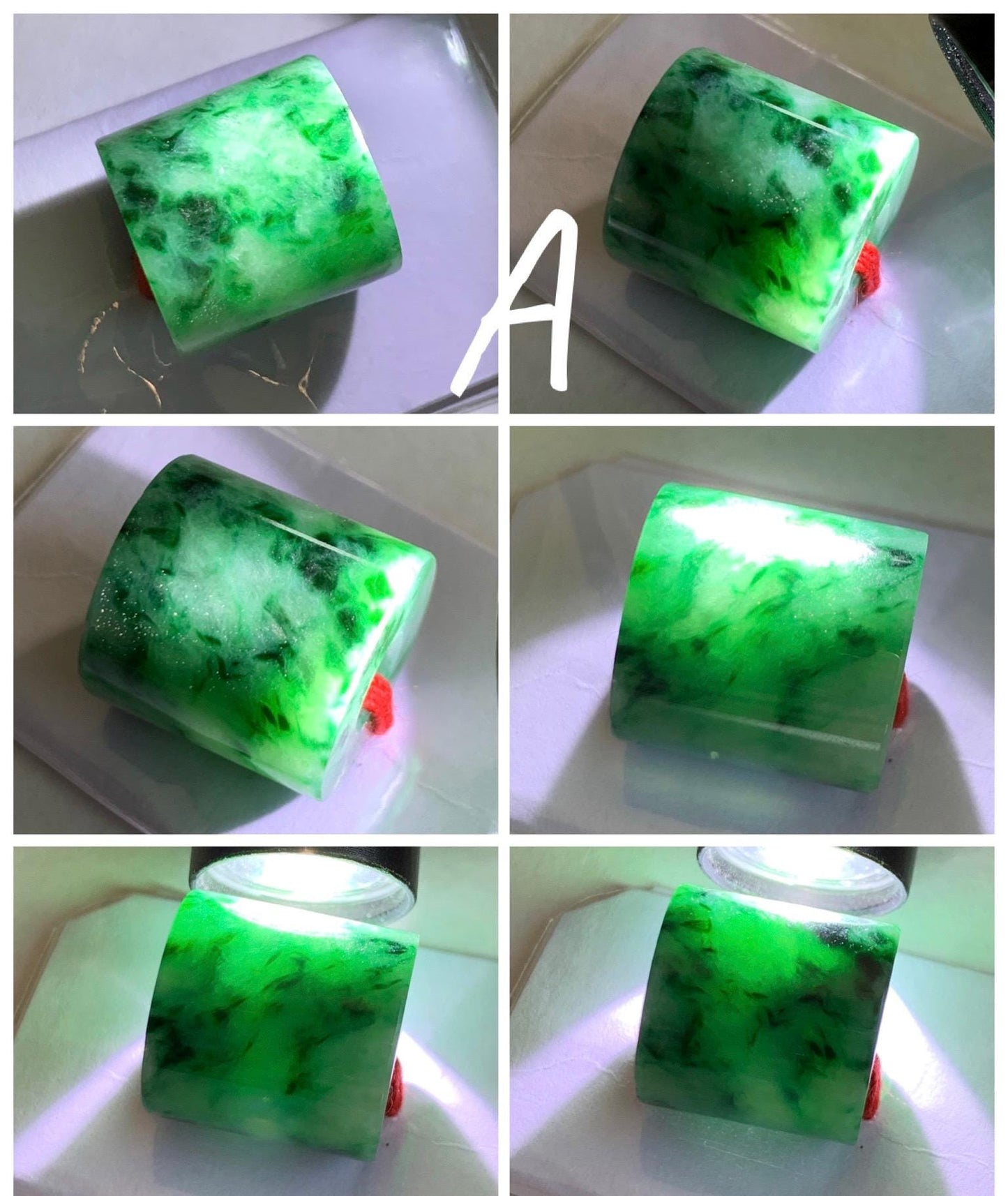 Natural Grade A Icy Translucent Rich Green Marbled Jade Jadeite LuLuTong Barrel Tube Bead Rope Necklace Loose Stone 天然冰绿飘花翡翠路路通桶珠吊坠 MLT294