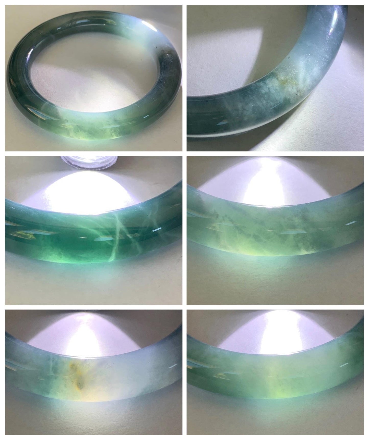 Certified Natural Grade A Guatemalan Icy Translucent Dark Dusty Blueberry Blue Jade Jadeite Wide Bangle 56.1mm 6.94” 天然冰危深蓝莓紫翡翠粗圆条手镯 498