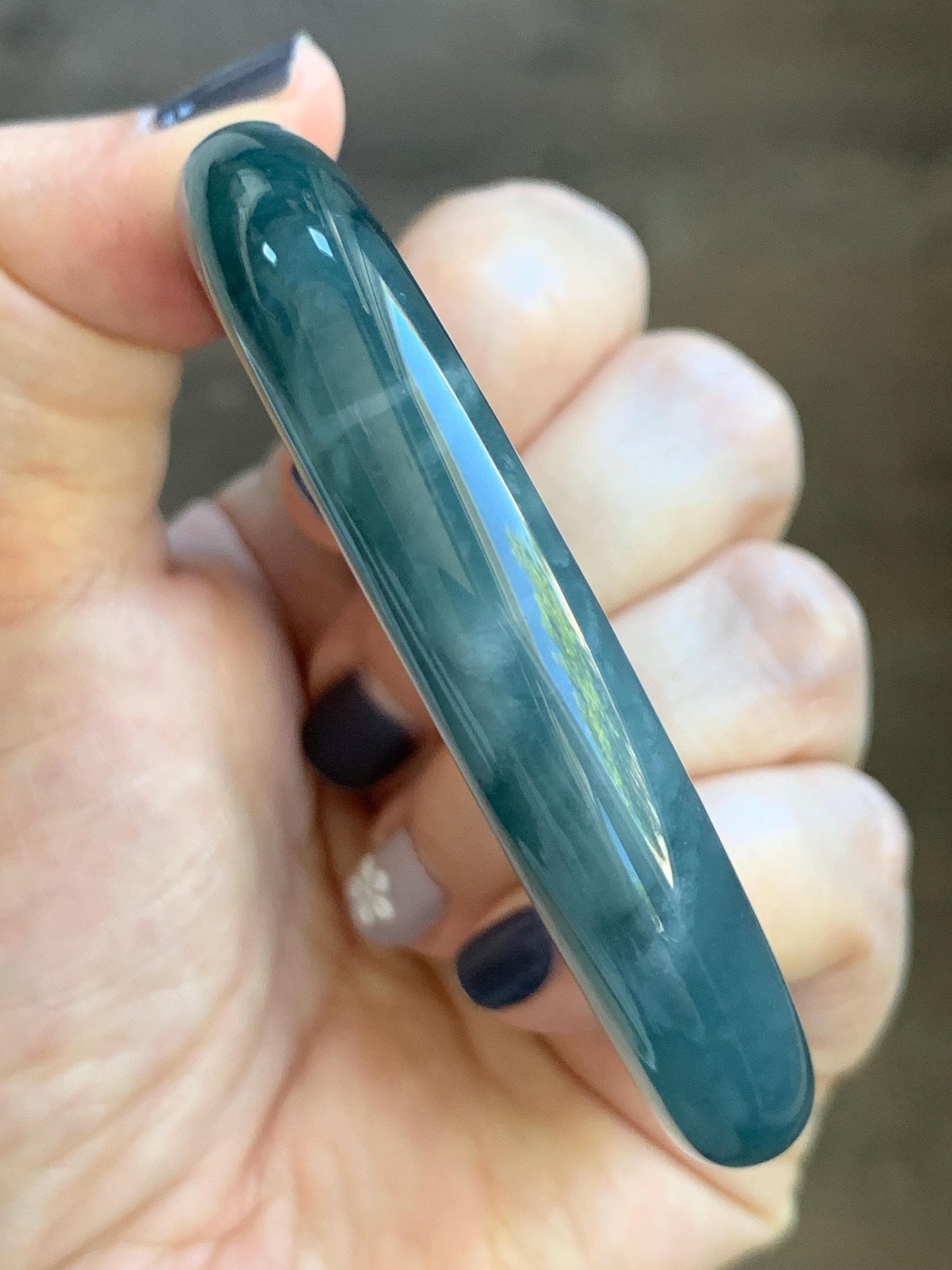 Certified Natural Grade A Guatemalan Icy Translucent Dark Dusty Blueberry Blue Jade Jadeite Wide Bangle 56.1mm 6.94” 天然冰危深蓝莓紫翡翠粗圆条手镯 498