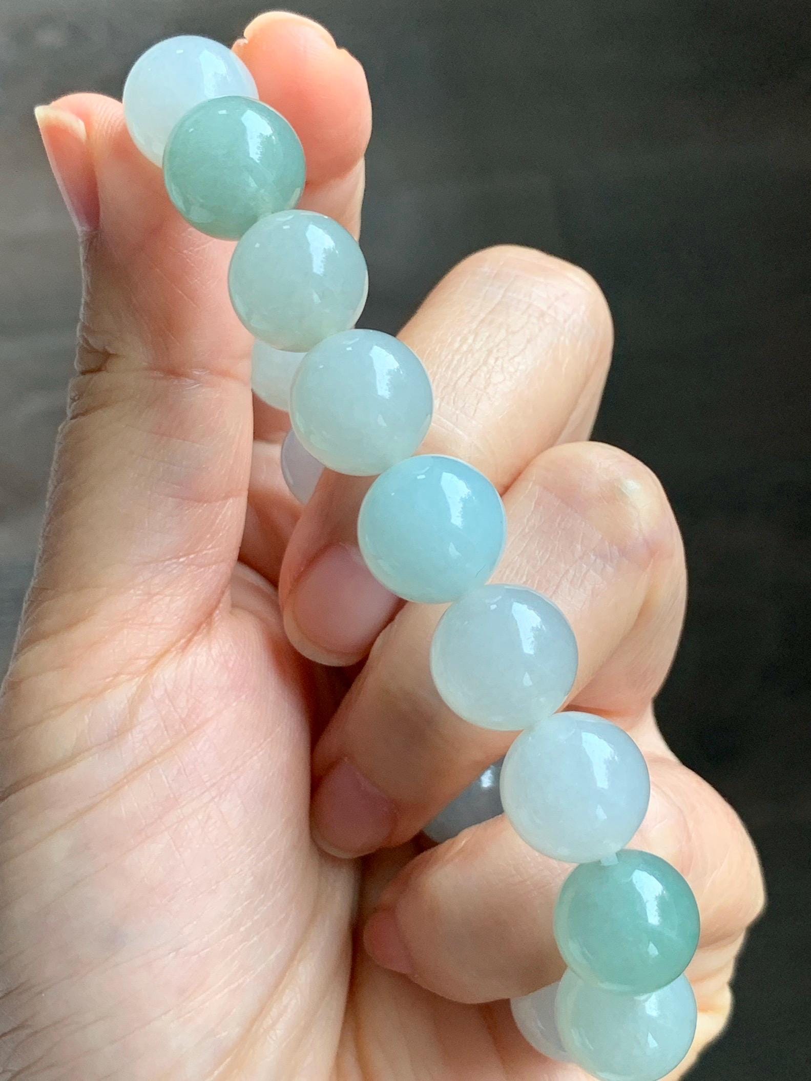 Certified Natural Grade A Icy Translucent Multicolored Jade Jadeite Large Beads Beaded Bracelet 11.6mm 8.25” 55.39g 天然冰胶多宝翡翠大卡手串 461
