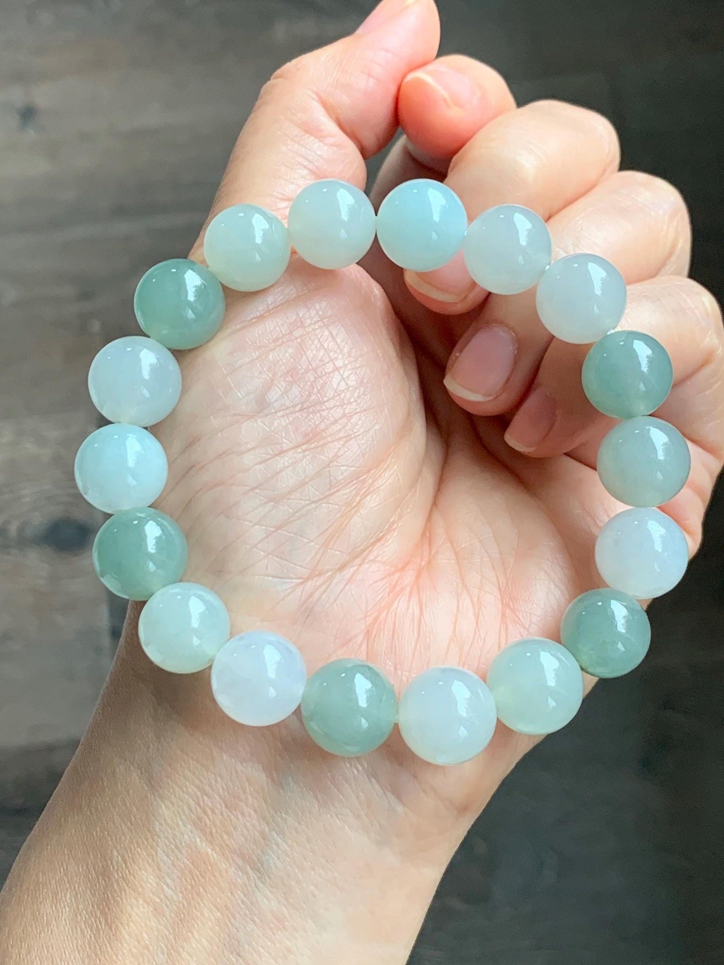 Certified Natural Grade A Icy Translucent Multicolored Jade Jadeite Large Beads Beaded Bracelet 11.6mm 8.25” 55.39g 天然冰胶多宝翡翠大卡手串 461