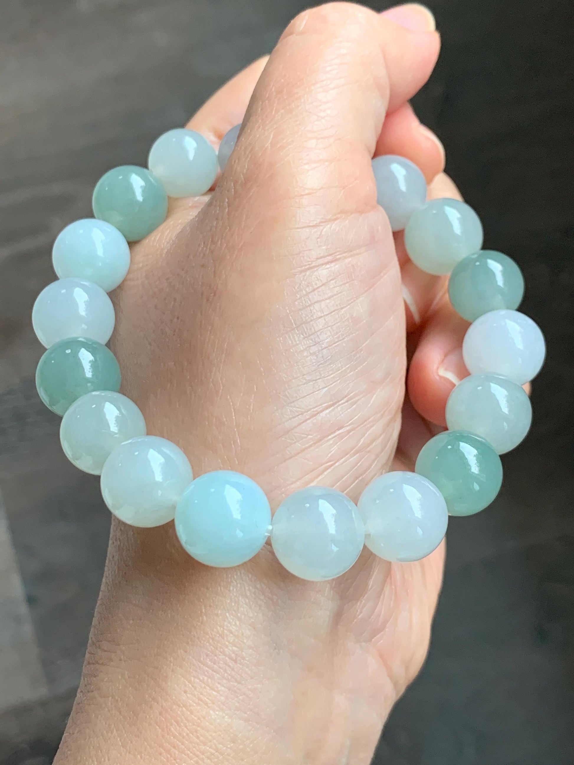Certified Natural Grade A Icy Translucent Multicolored Jade Jadeite Large Beads Beaded Bracelet 11.6mm 8.25” 55.39g 天然冰胶多宝翡翠大卡手串 461