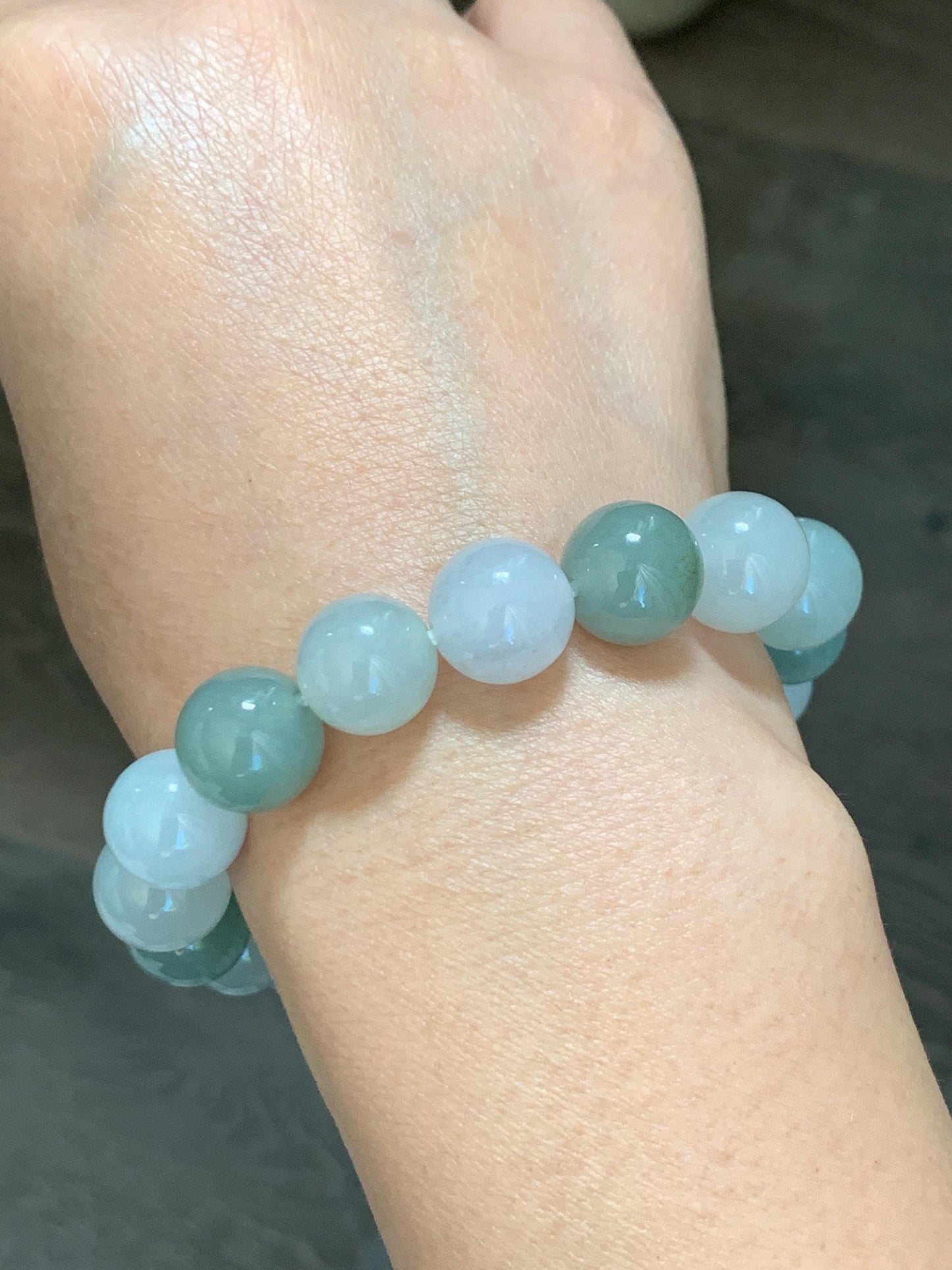 Certified Natural Grade A Icy Translucent Multicolored Jade Jadeite Large Beads Beaded Bracelet 11.6mm 8.25” 55.39g 天然冰胶多宝翡翠大卡手串 461